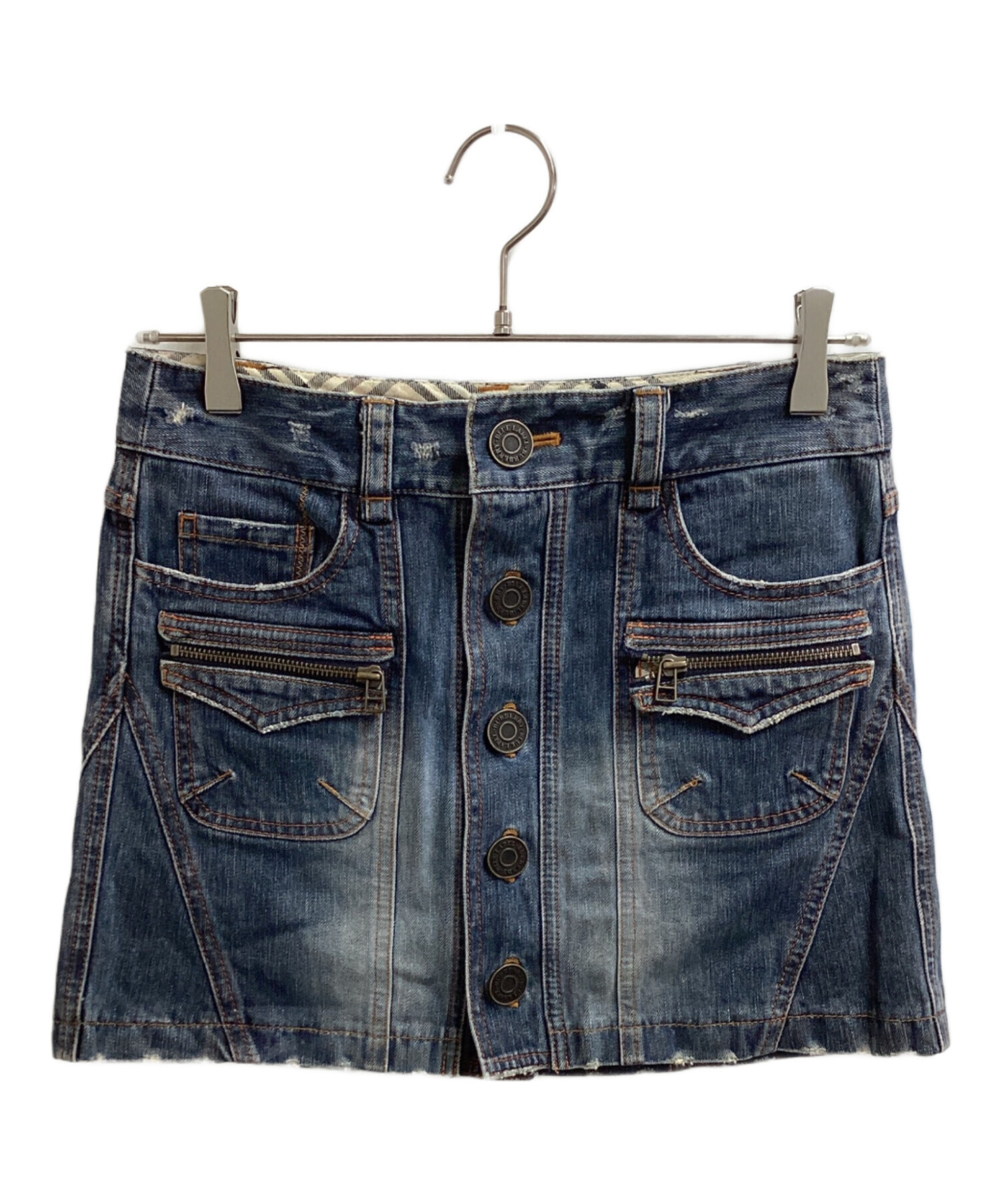 y2k❤️BURBERRY BLUE LABEL タックプリーツデニムミニスカート 中古・古着通販】BURBERRY BLUE LABEL (バーバリー ブルー レーベル
