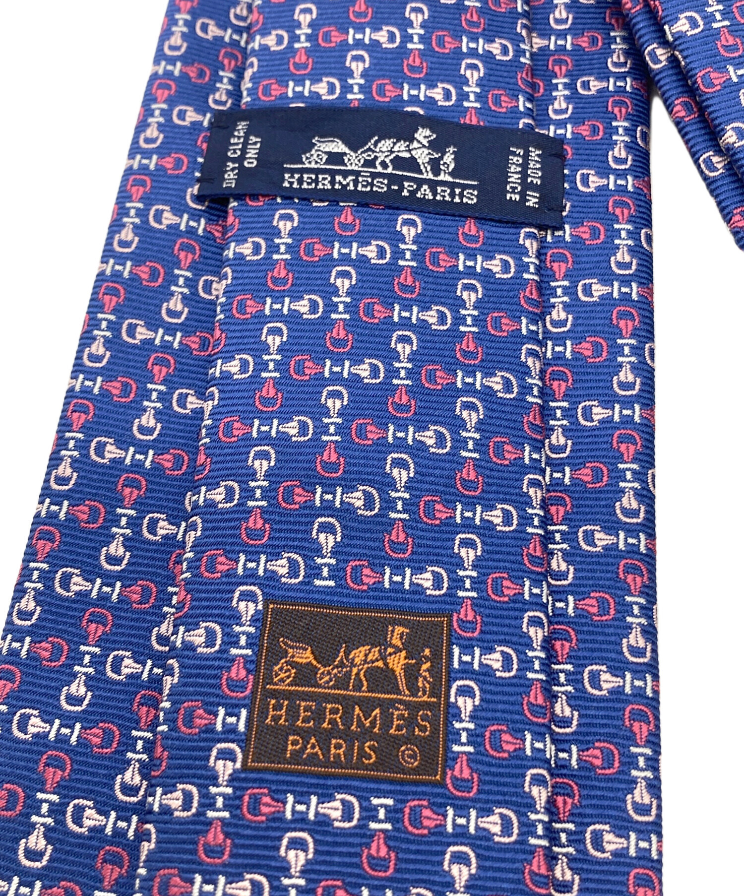 中古・古着通販】HERMES (エルメス) 馬具柄シルクネクタイ ネイビー