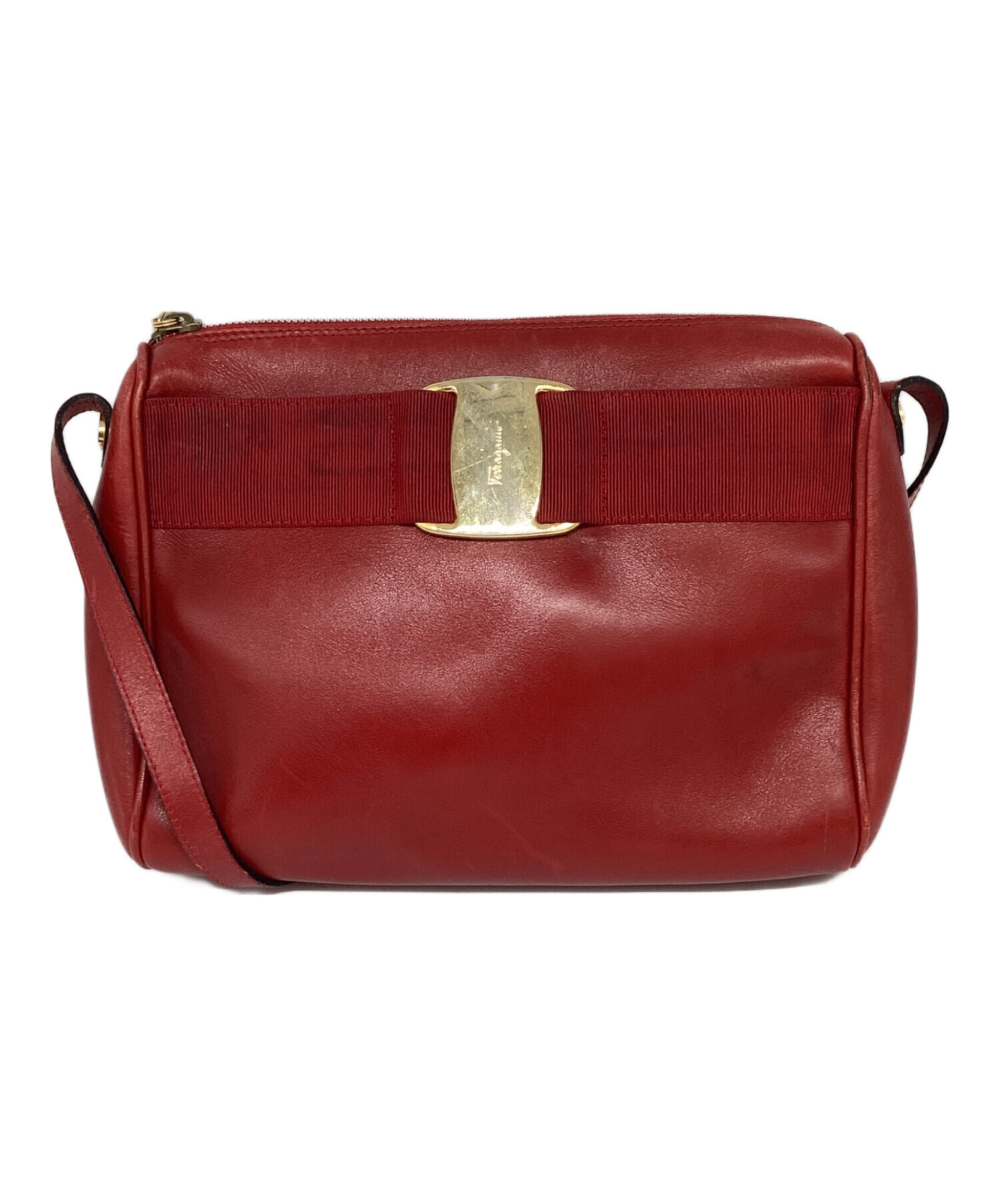 [3393]　＊サルヴァトーレフェラガモ＊　ショルダーバック　赤　ポーチ 中古・古着通販】Salvatore Ferragamo (サルヴァトーレ フェラガモ