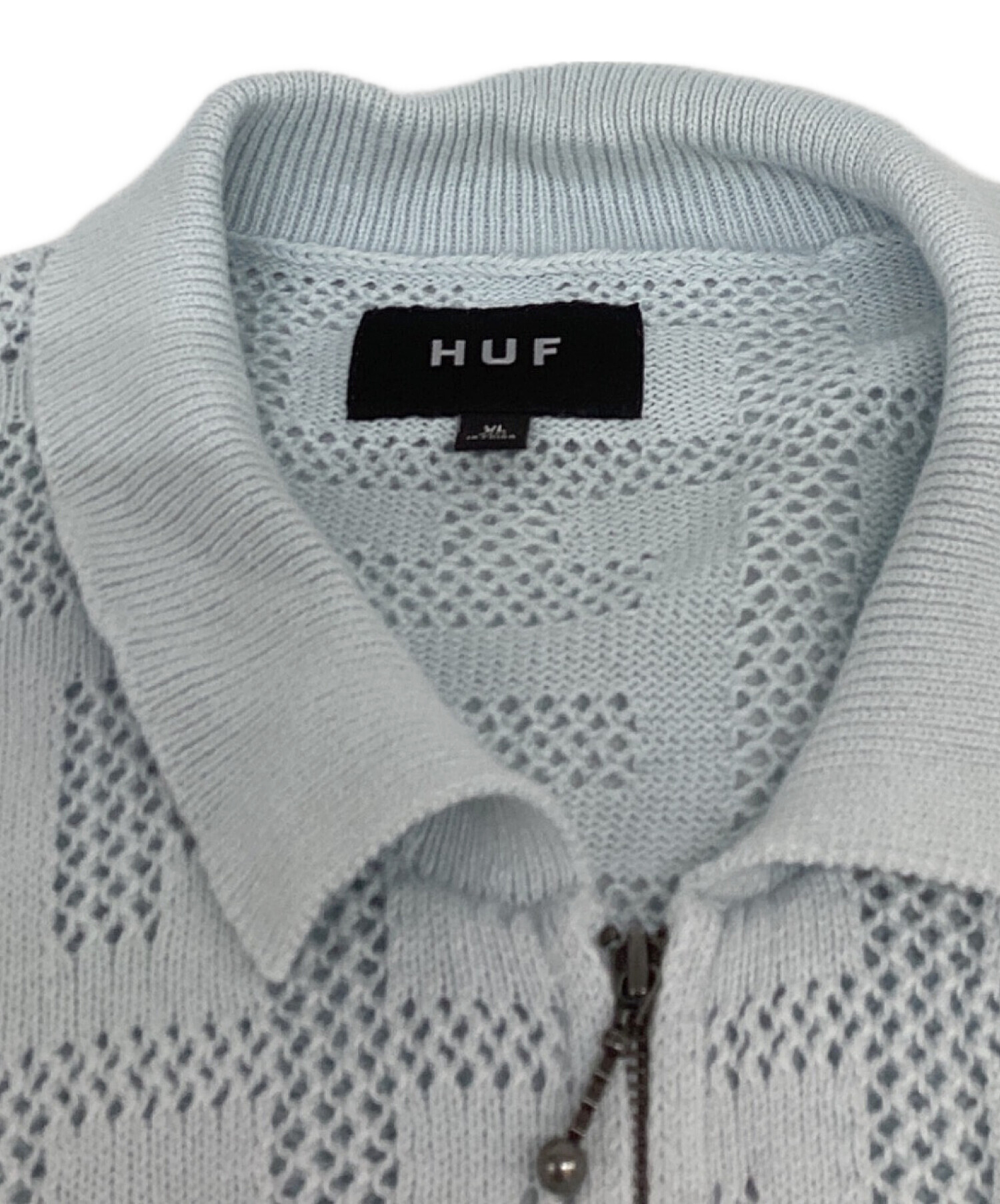 中古・古着通販】HUF (ハフ) MONOGRAM JACQUARD ZIP SWEATER ブルー