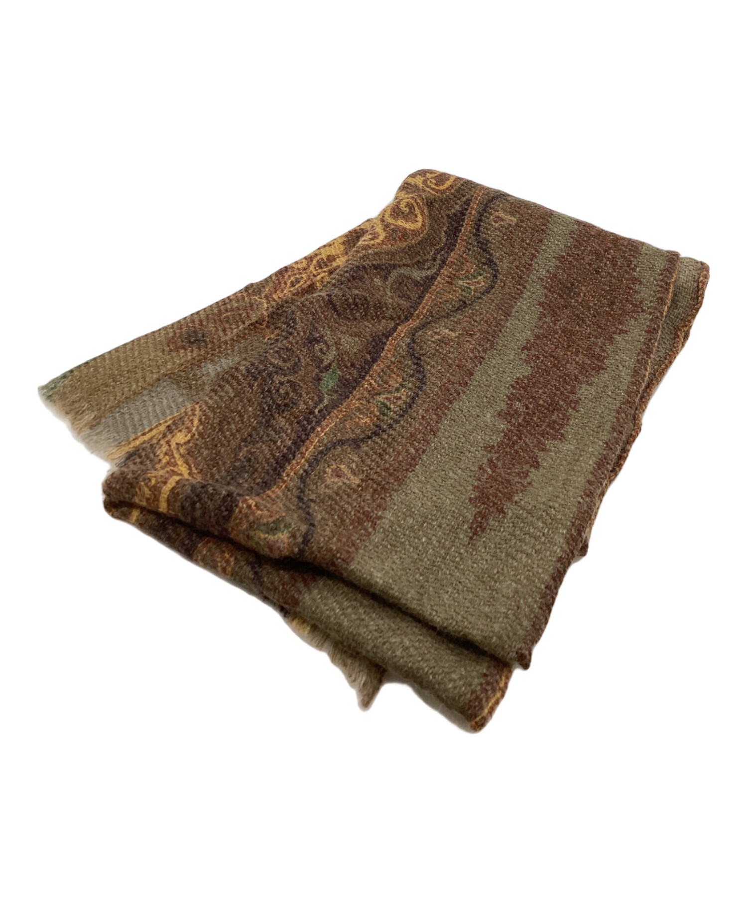 【専用】ETROエトロ　ダークブラウン　ペイズリー　ストール 中古・古着通販】ETRO (エトロ) ペイズリー柄ストール ブラウン 未使用