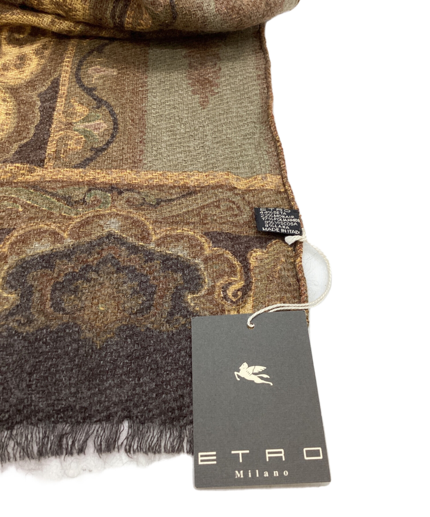 中古・古着通販】ETRO (エトロ) ペイズリー柄ストール ブラウン 未使用
