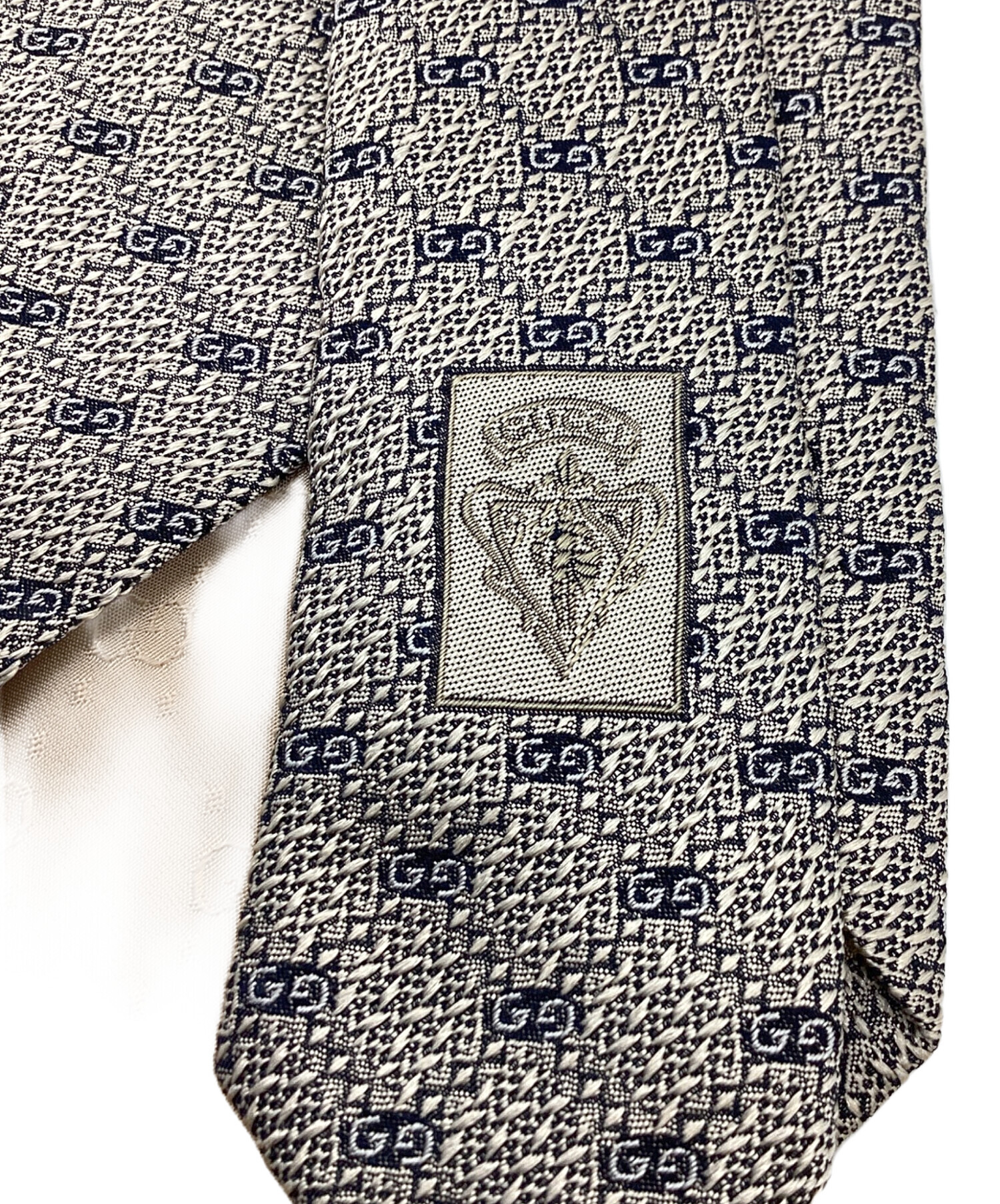 中古・古着通販】GUCCI (グッチ) GG柄 シルクネクタイ グレー サイズ