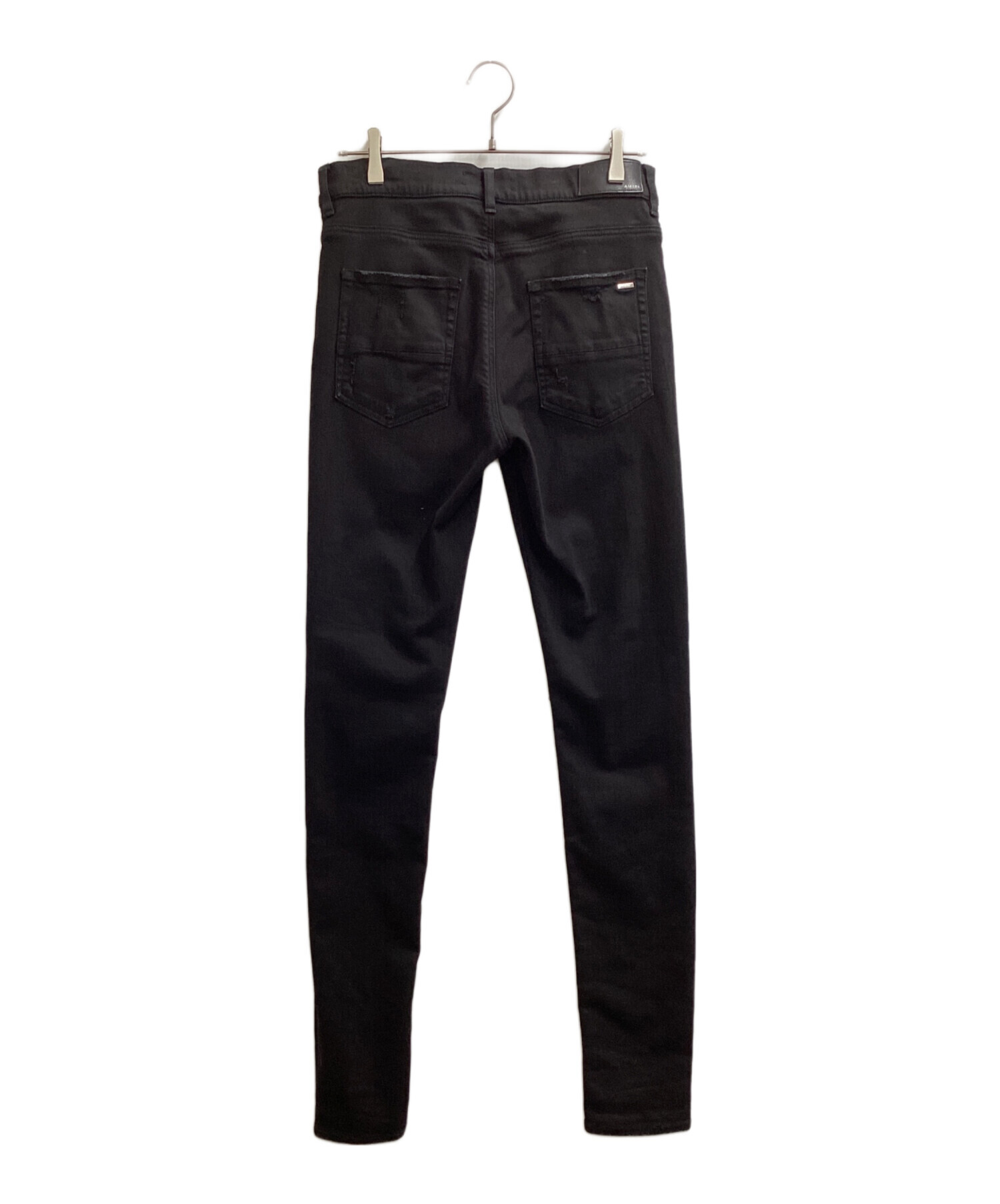AMIRI レザーリペア バイカーデニムパンツ 32 ブラック 中古・古着通販】AMIRI (アミリ) 蛇腹 クラッシュ加工 バイカー デニム