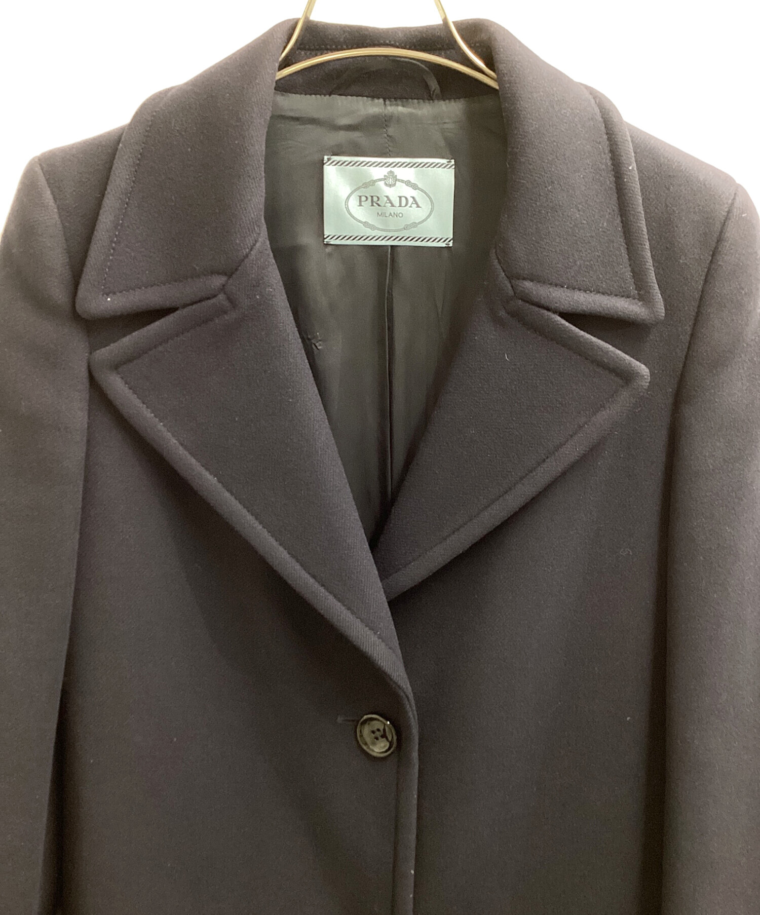 中古・古着通販】PRADA (プラダ) ウールチェスターコート ネイビー