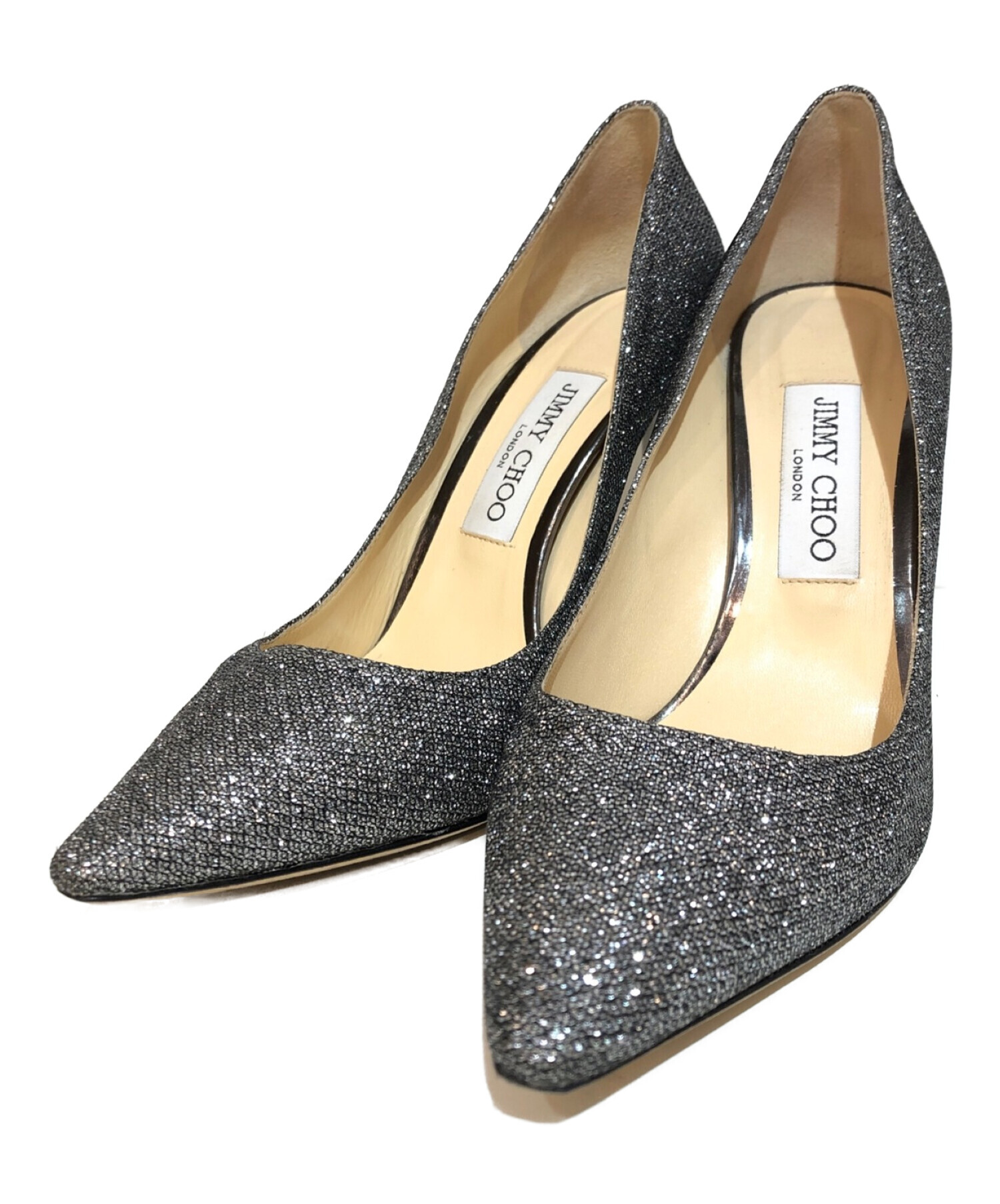 ジミーチュウ　ブライダルシューズ グリッター ROMY100 シルバー　23.5 中古・古着通販】JIMMY CHOO (ジミーチュウ) ROMY 100 グリッター