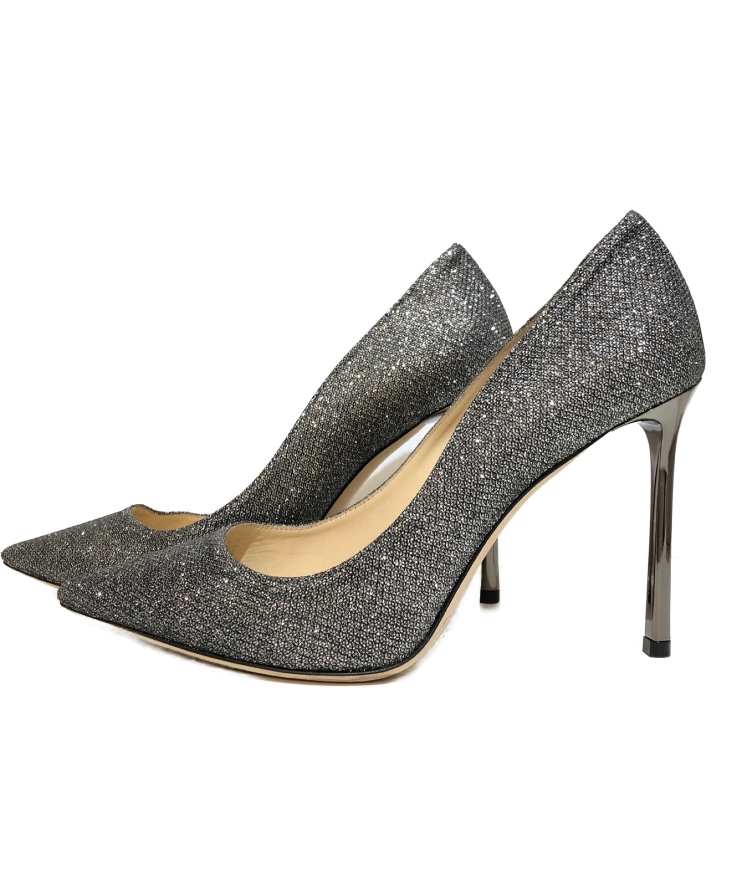 【希少】ジミーチュウ　パンプス　グリッター　シルバー×ブラック　22cm 中古・古着通販】JIMMY CHOO (ジミーチュウ) ROMY 100 グリッター