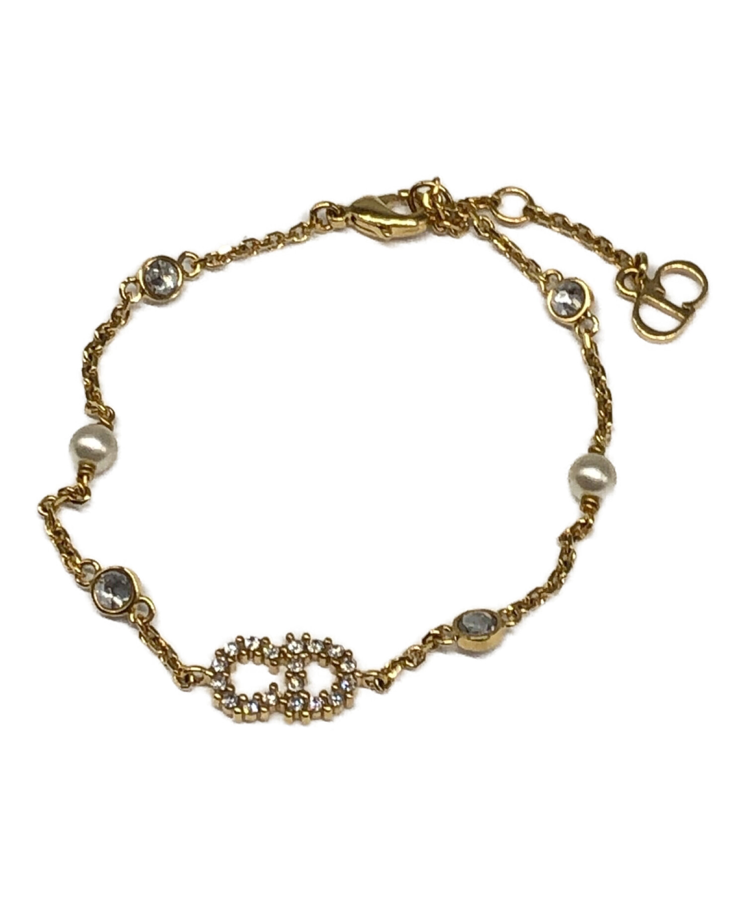 Christian Dior / ロゴチャーム/ブレスレット/ラインストーン/シルバー