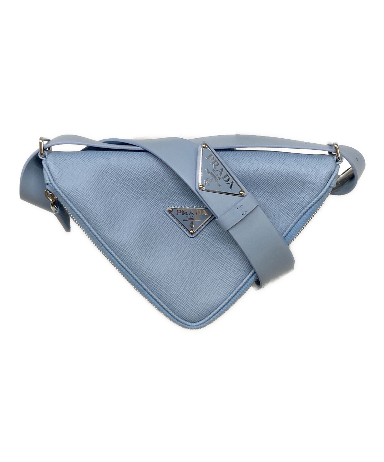 中古・古着通販】PRADA (プラダ) ベルトショルダーバッグ ブルー 中古・古着通販】PRADA (プラダ) ベルトショルダーバッグ ブルー