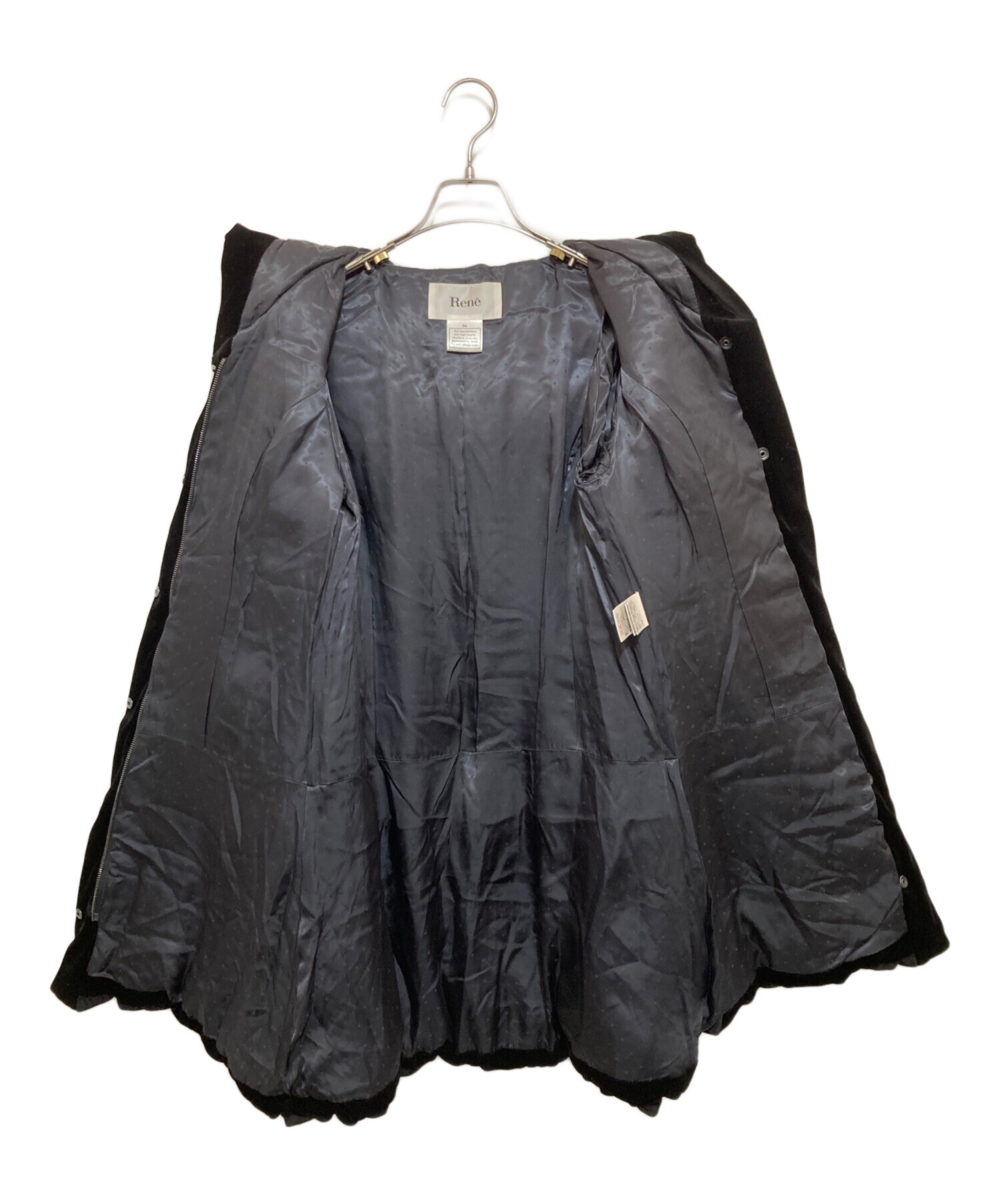 中古・古着通販】Rene (ルネ) ベロアダウンコート ブラック サイズ:34
