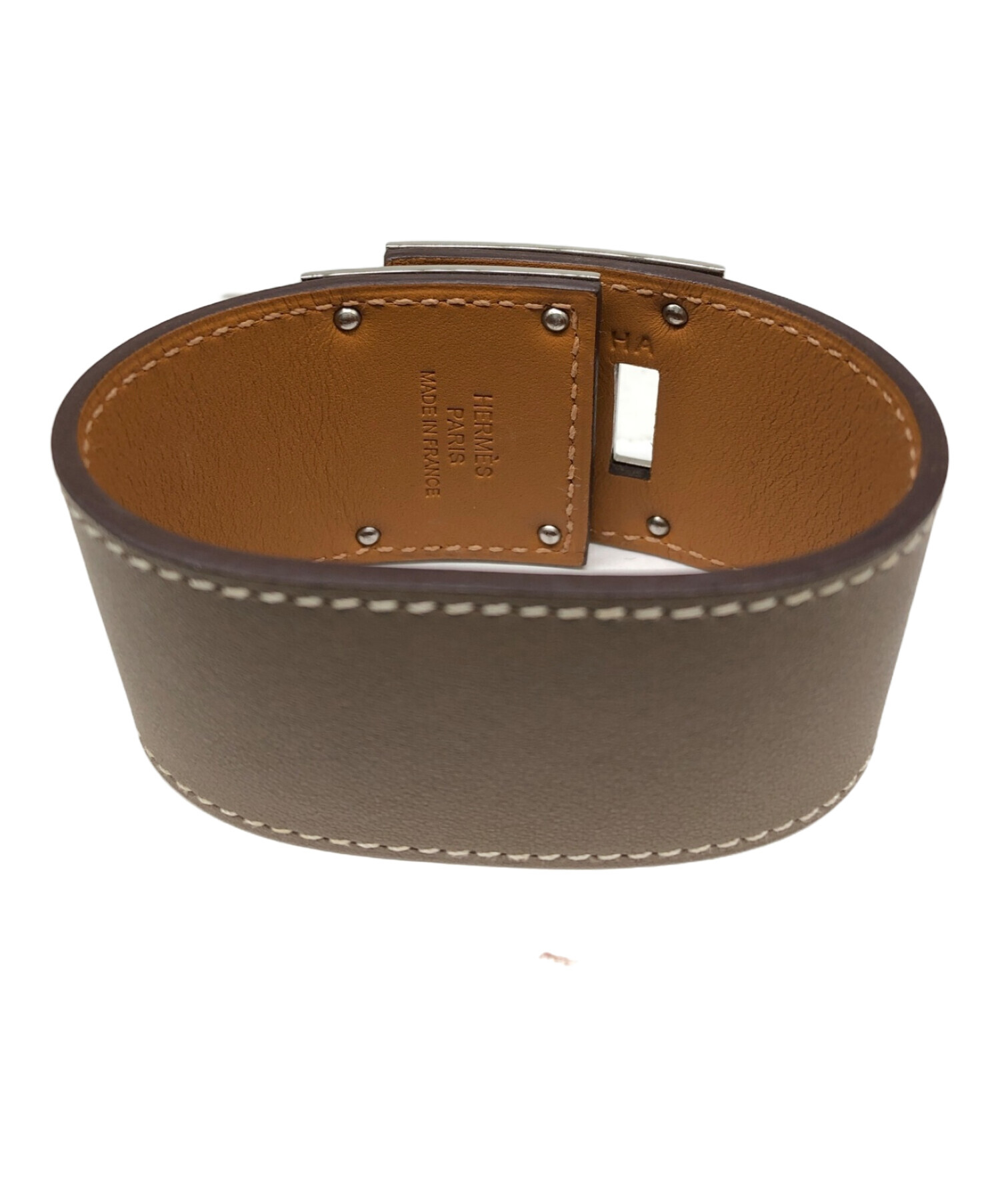 中古・古着通販】HERMES (エルメス) レザーブレスレット ベージュ 