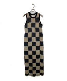 中古・古着通販】AMERI (アメリ) BLOCK CHECK JACQUARD DRESS ベージュ 