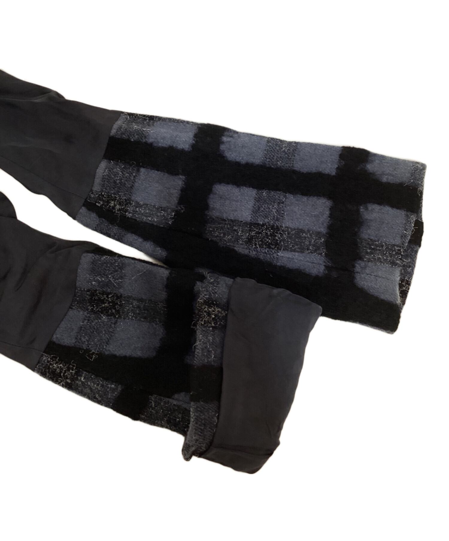 中古・古着通販】Y's (ワイズ) 切替チェックワンピース ネイビー