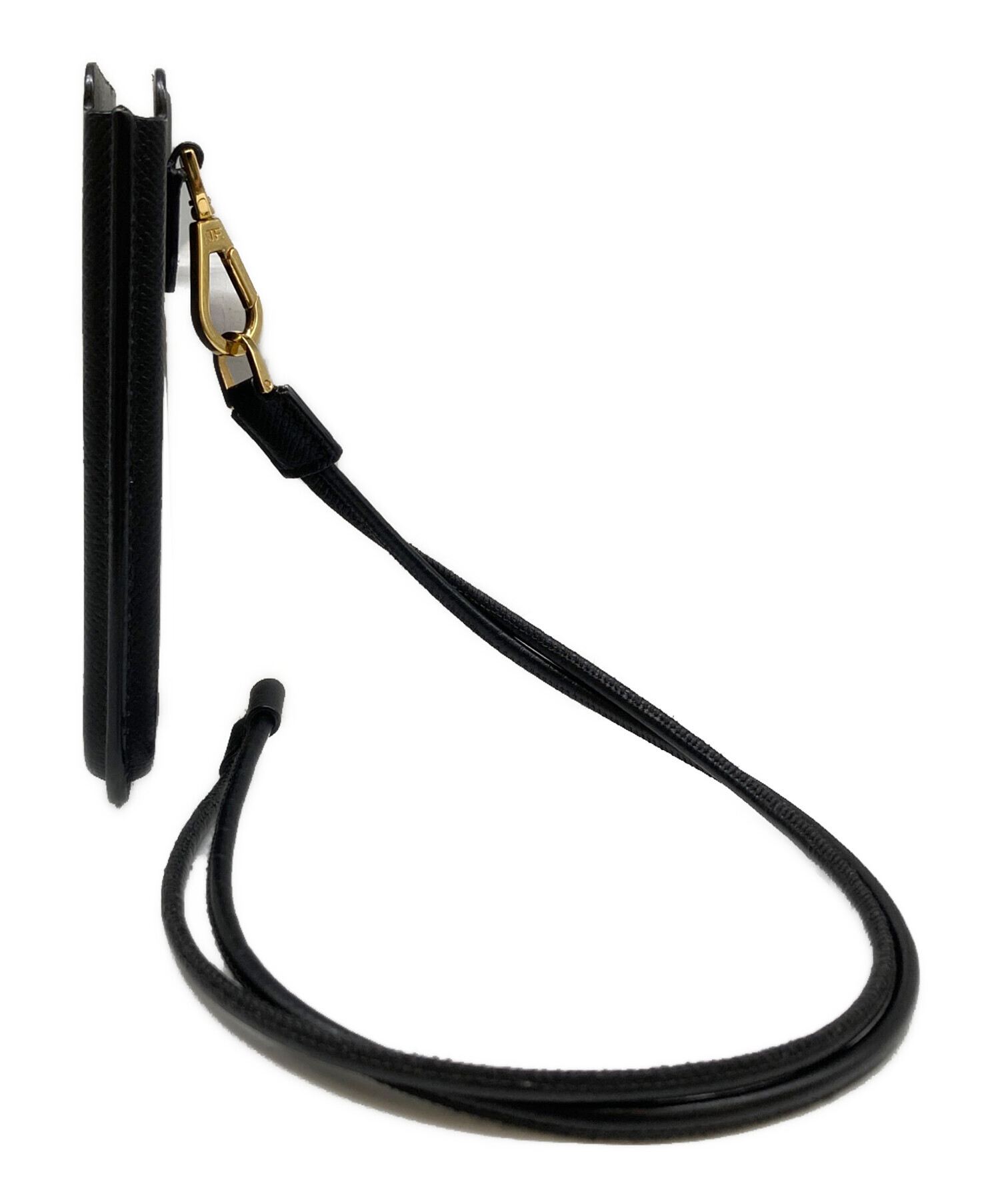 ■新品17万!TOM FORDトムフォード／ストラップ付ケース　ブラック黒 TOM FORD (トムフォード) レザー ショルダーストラップ付