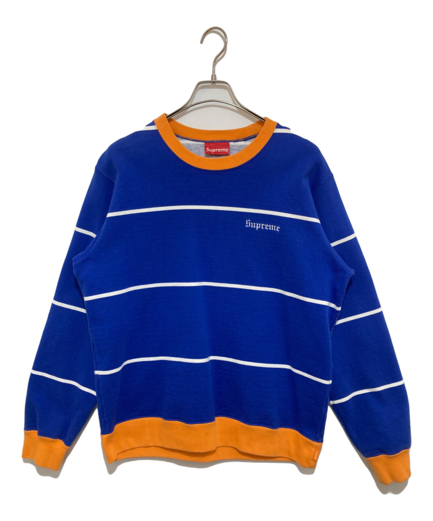 中古・古着通販】SUPREME (シュプリーム) striped crewneck ブルー 