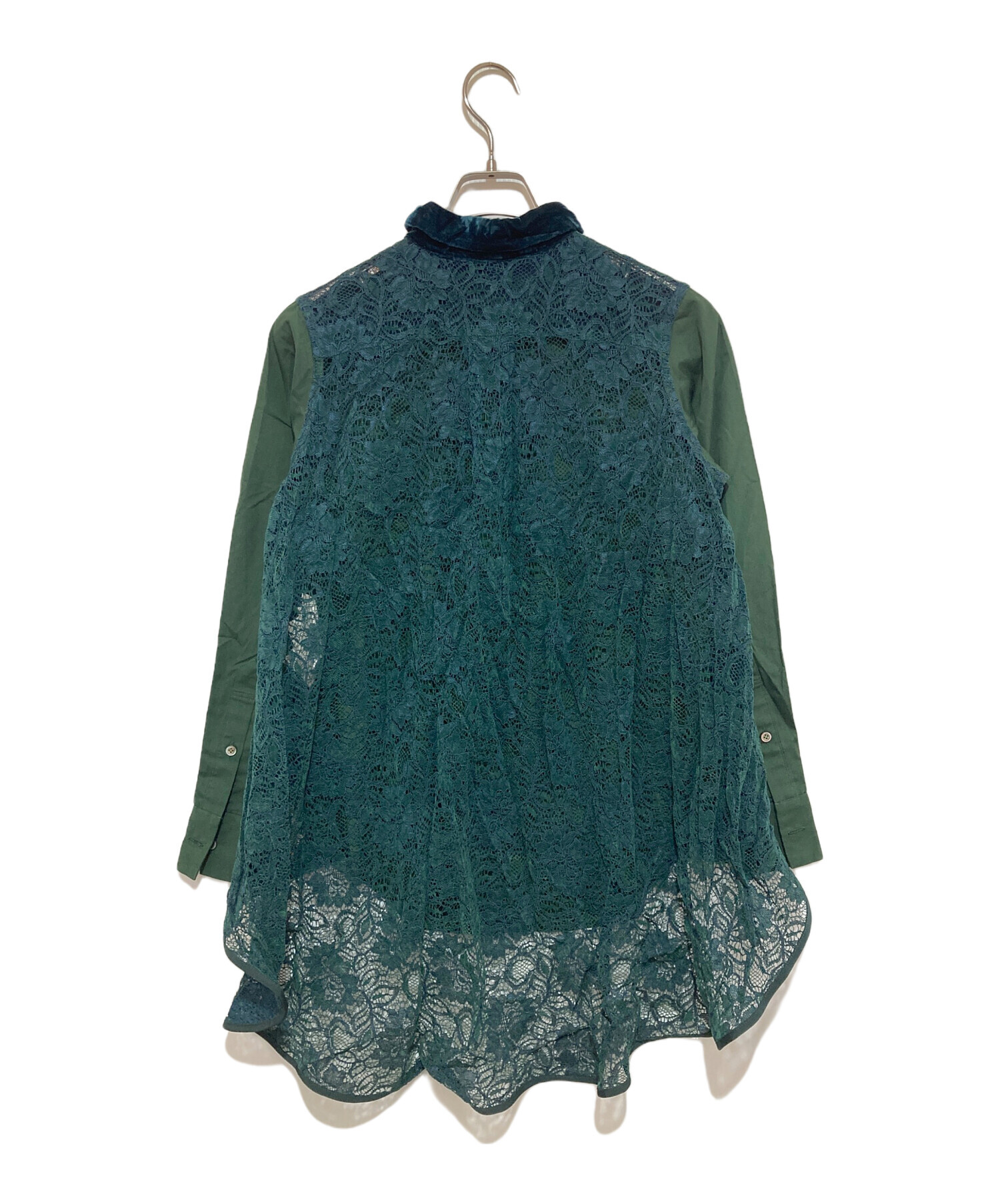 中古・古着通販】sacai (サカイ) レースドッキング長袖シャツ グリーン  