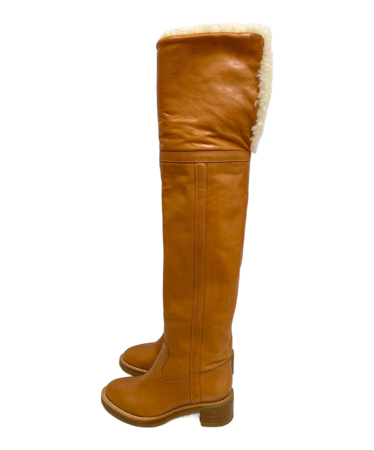 中古・古着通販】CELINE (セリーヌ) シープロングブーツ ブラウン