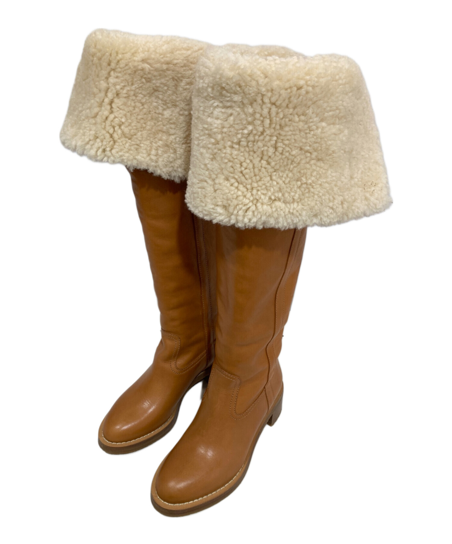 中古・古着通販】CELINE (セリーヌ) シープロングブーツ ブラウン