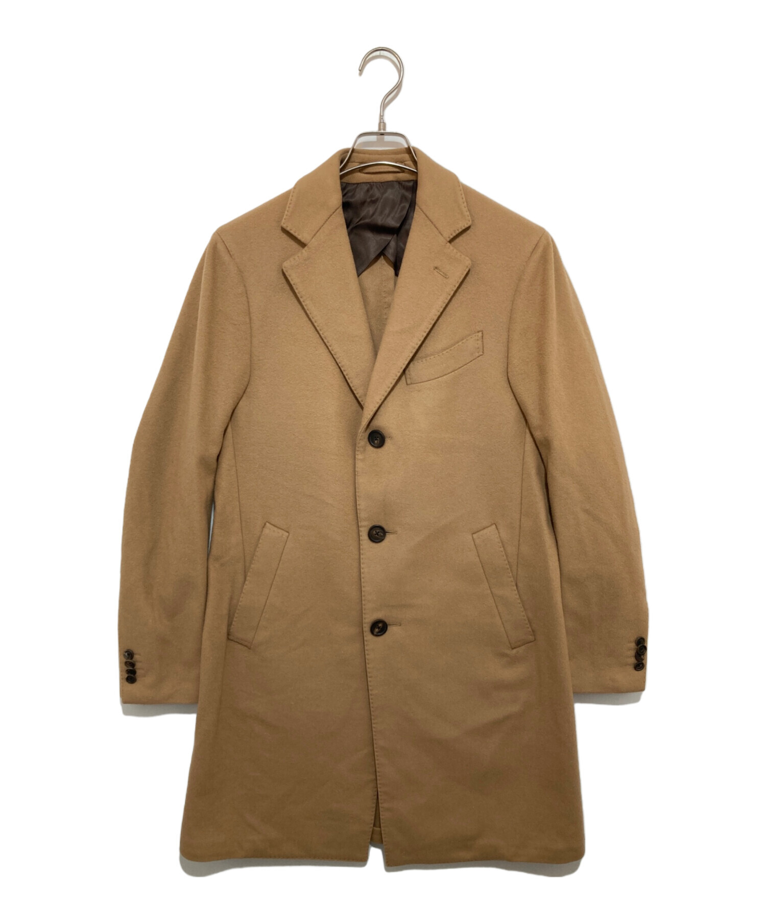 <美品> LARDINI ブラウンチェック ウール チェスターコート サイズ48 LARDINI（ラルディーニ）SPECIALスペシャル ウールフランネル