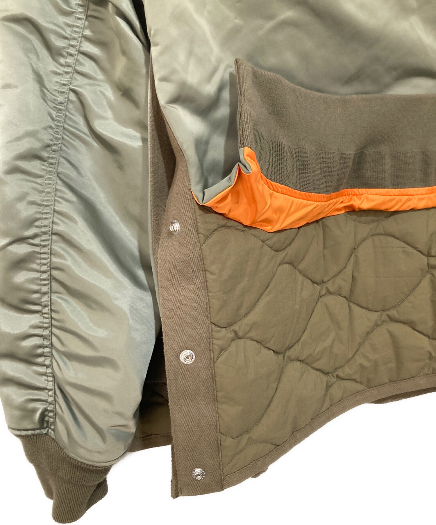 サカイ Sacai Nylon Twill Mix Blouson ミリタリージャケット 衣料品 アウター ナイロン メンズ ベージュ系 / カーキ系 【中古】 中古・古着通販】sacai (サカイ) Nylon Twill Mix Blouson カーキ