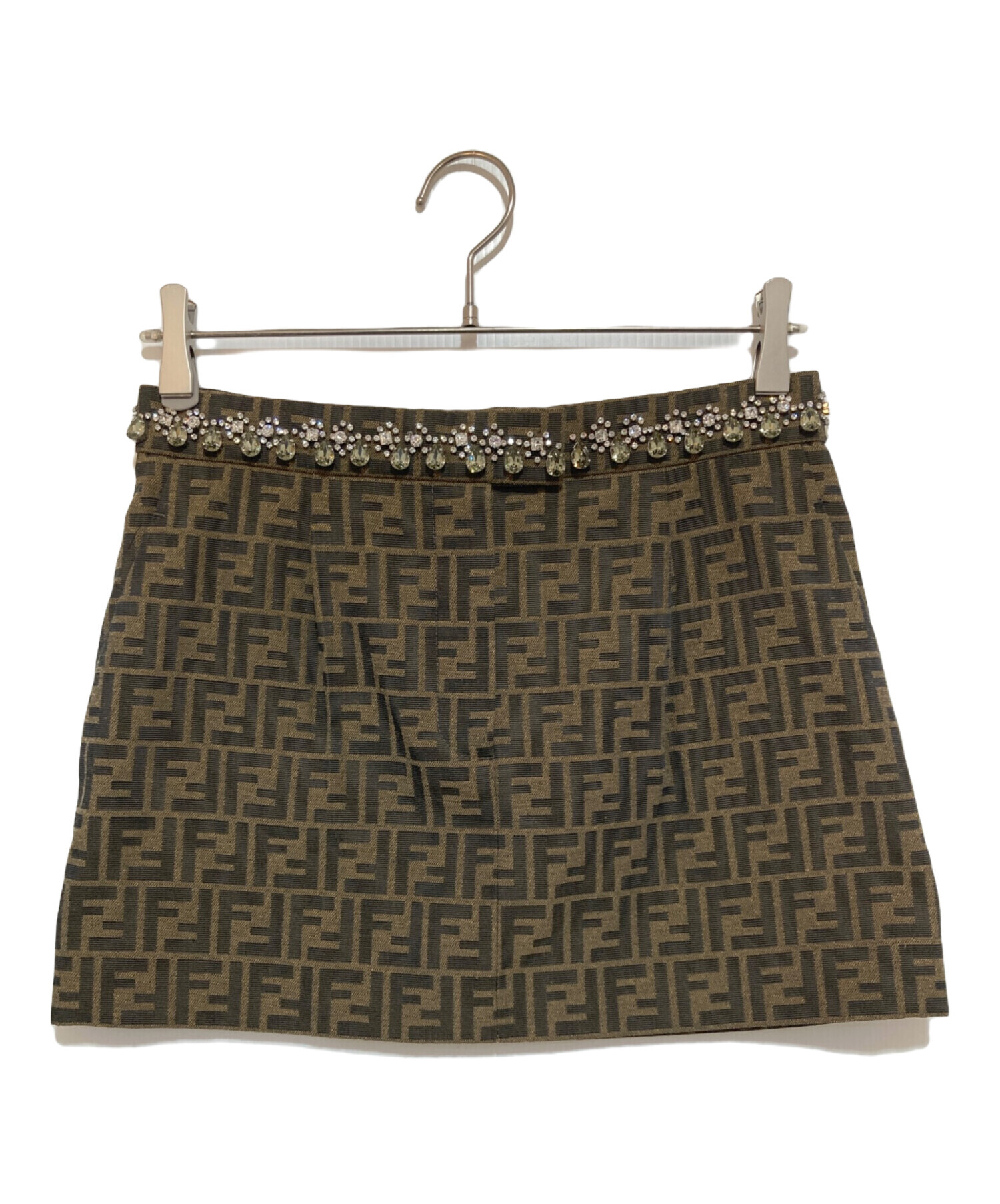 【良品】FENDI フェンディ ズッカ スカート タイトスカート 28インチ 中古・古着通販】FENDI (フェンディ) ズッカ柄 ビジューミニスカート