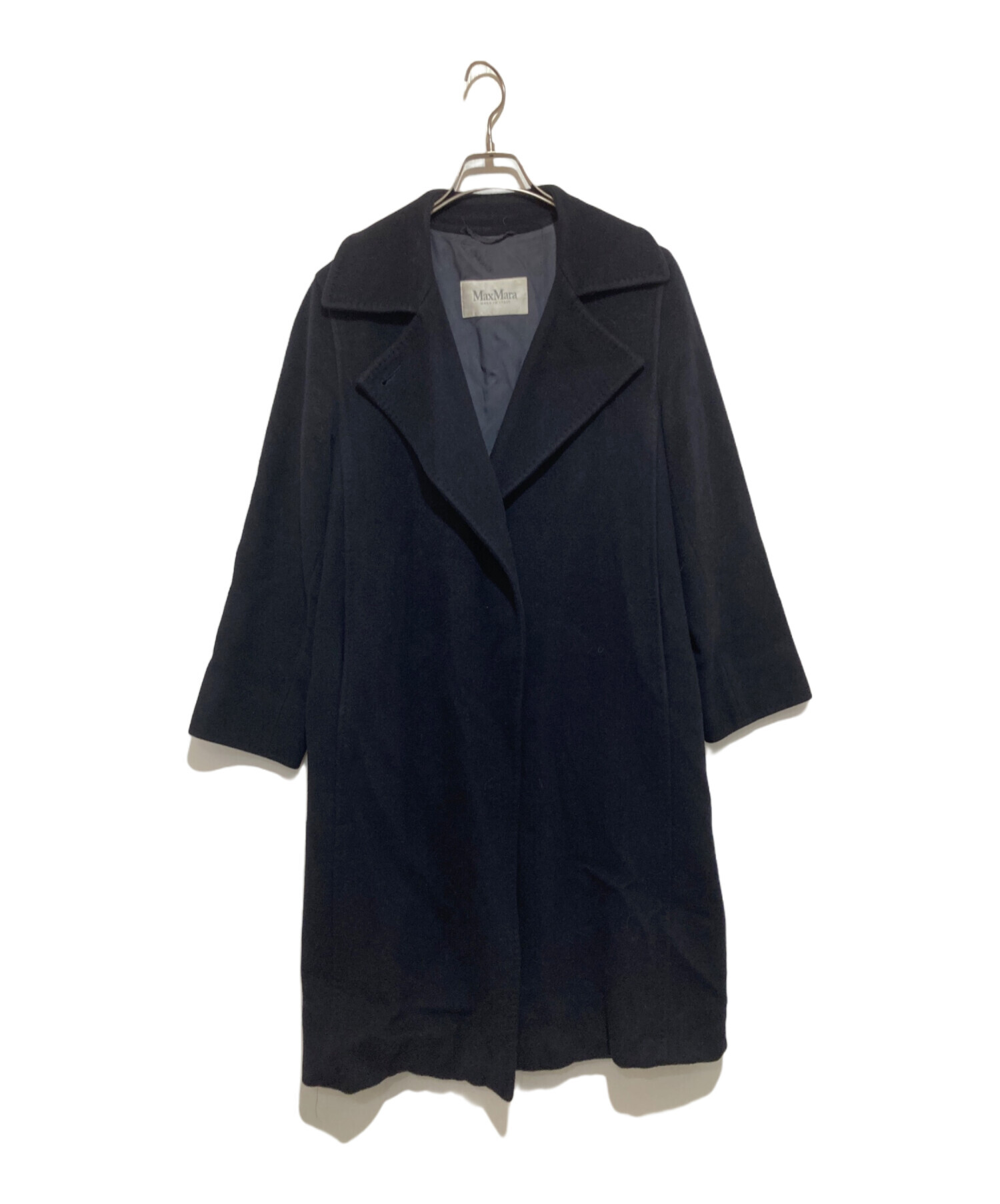 マックスマーラ MAX MARA 衣料品 アウター ポリエステル レディース ネイビー系 【中古】 中古・古着通販】MaxMara (マックスマーラ) ベルテッドコート ネイビー