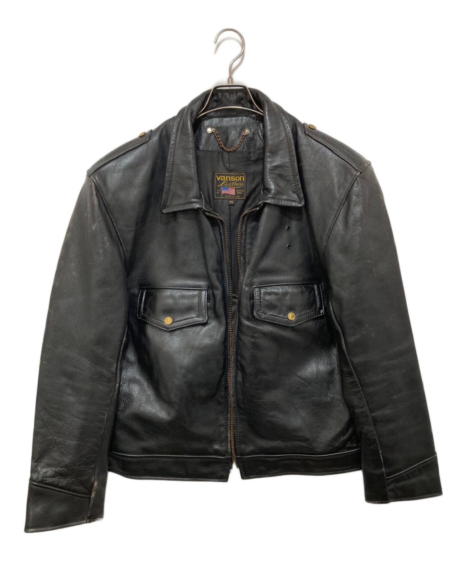 中古・古着通販】VANSON (バンソン) ポリスマンジャケット ブラック