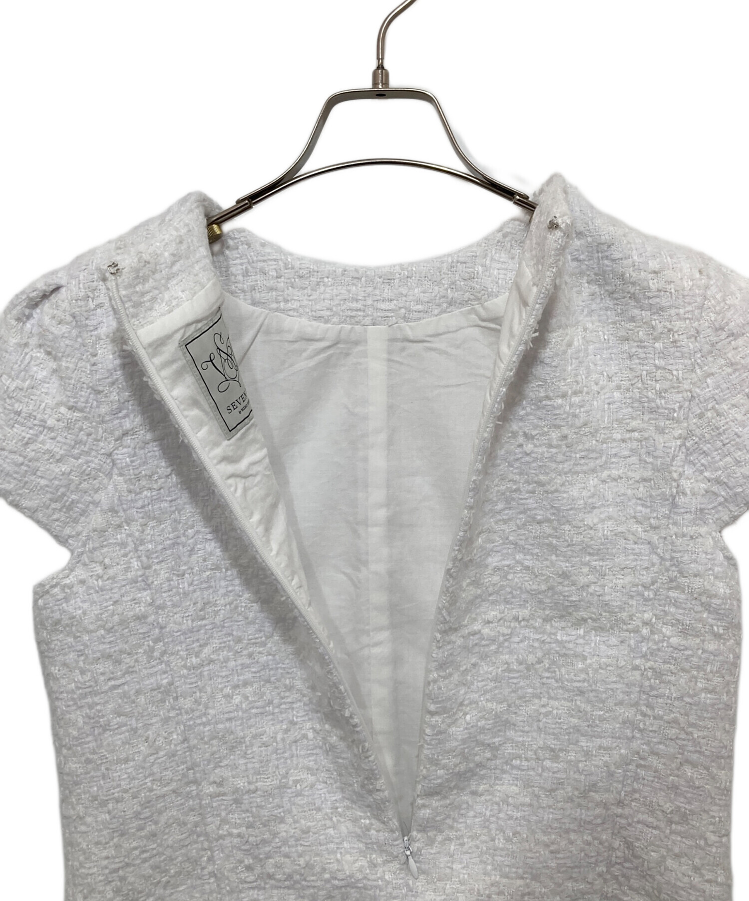 SEVEN TEN☆ツイードトップス(ホワイト) ツイードマントトップス(オフ