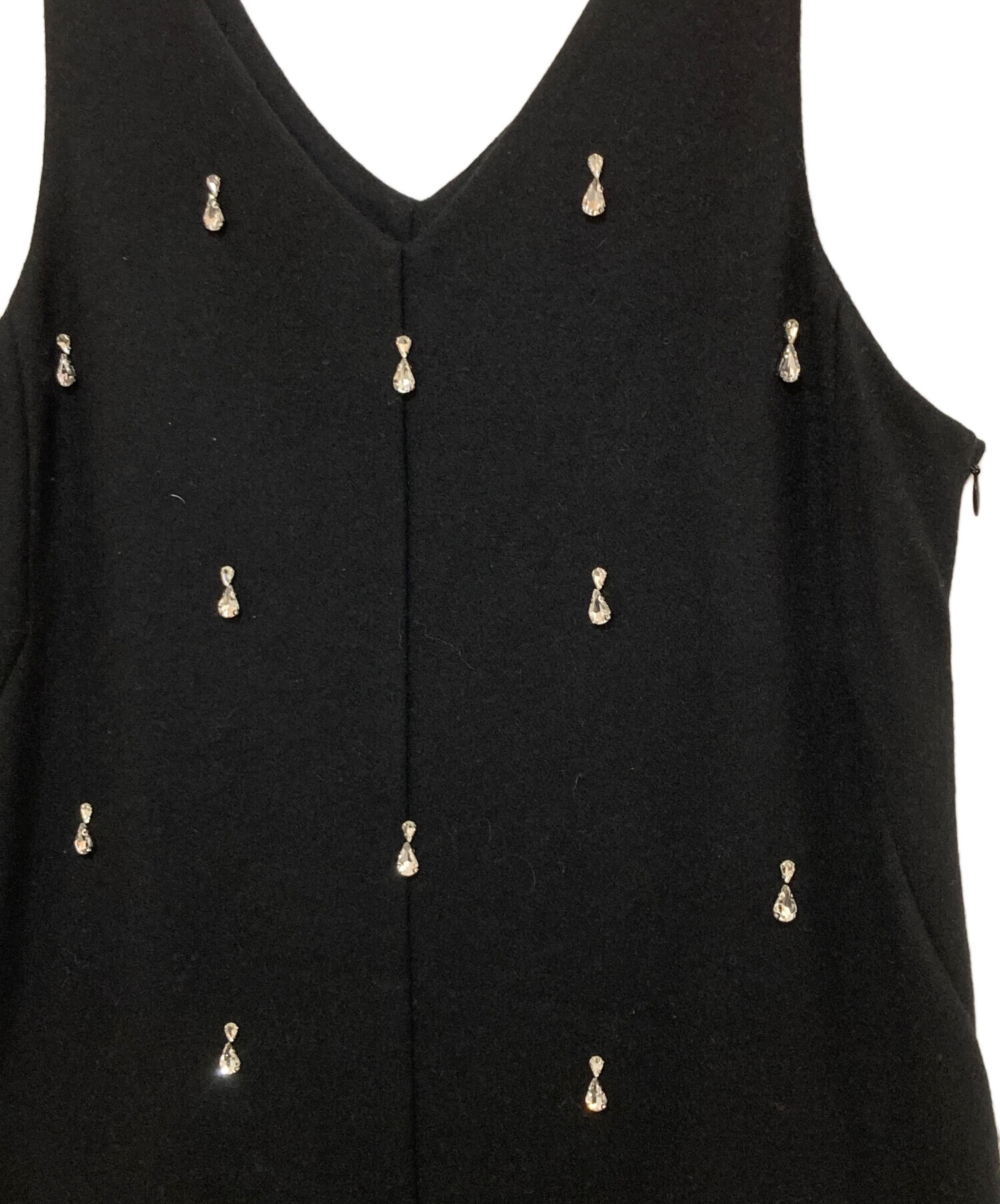 中古・古着通販】Ameri (アメリ) UND ELSA BIJOU WOOL DRESS ブラック