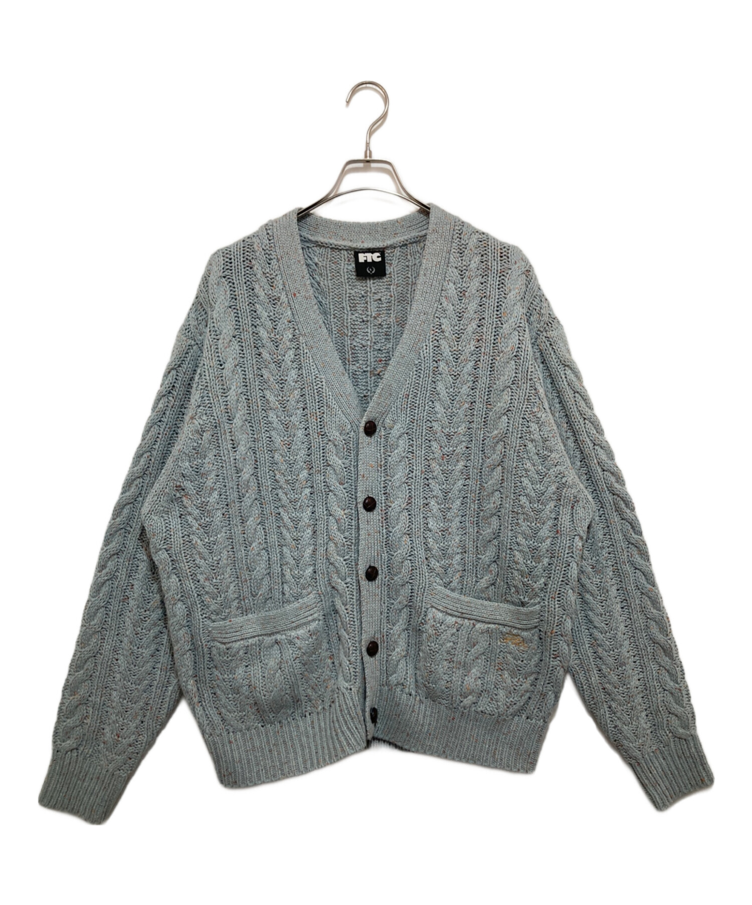 中古・古着通販】FTC (エフティーシー) CABLE KNIT CARDIGAN ブルー