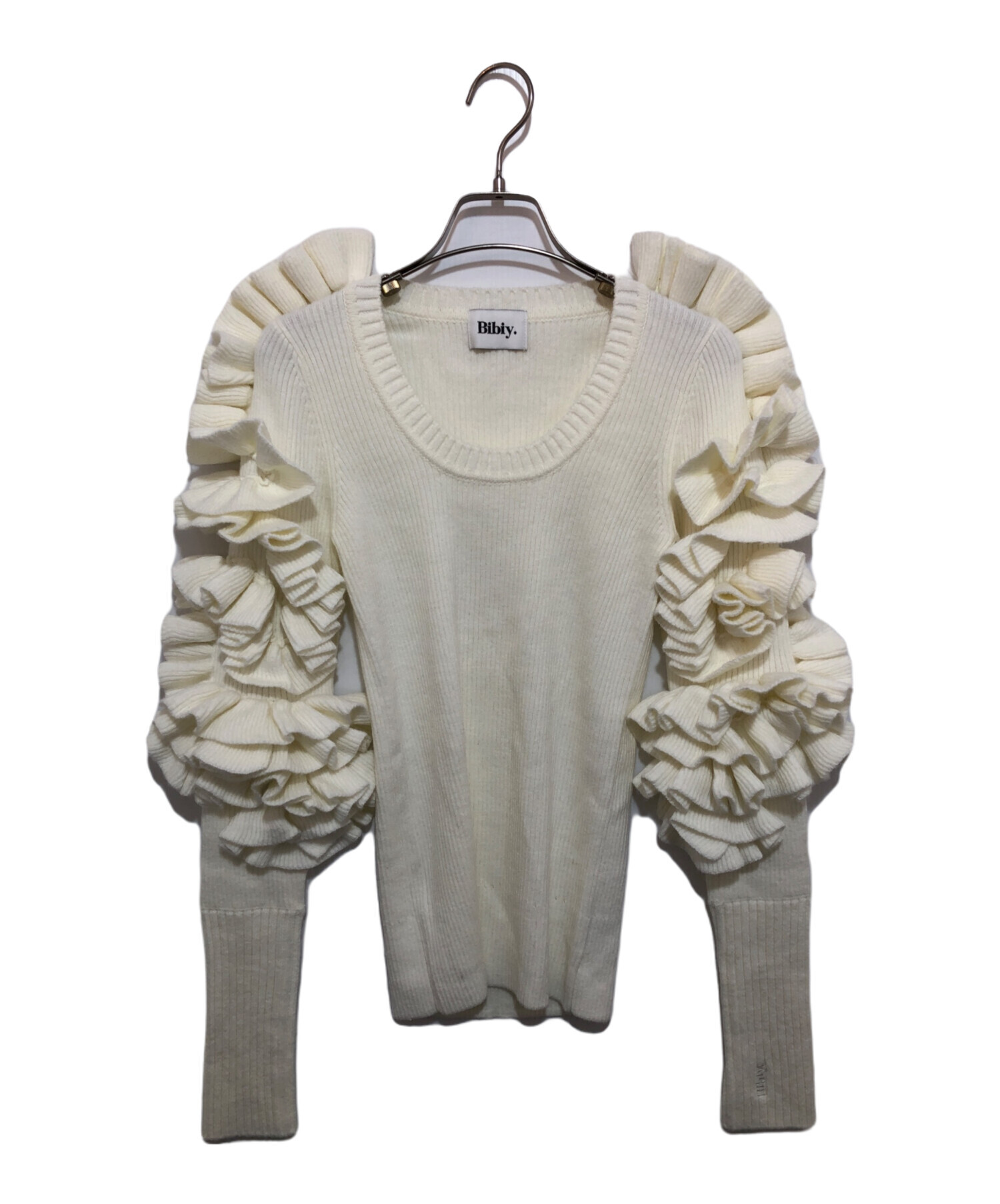 ビビィ bibiy FLORENTINA FRILL KNIT グレー ニット Bibiy. フリル付き