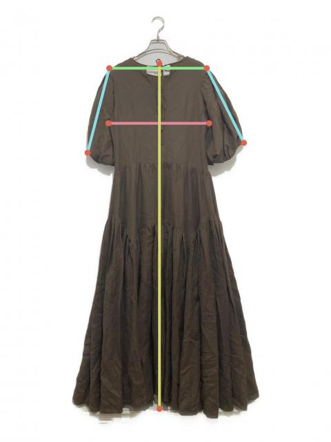 中古・古着通販】Uhr (ウーア) Puff Sleeve Gathered Dress ブラウン 