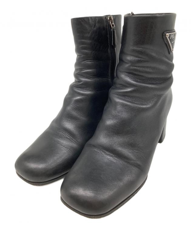 中古・古着通販】PRADA (プラダ) トライアングルロゴショートブーツ