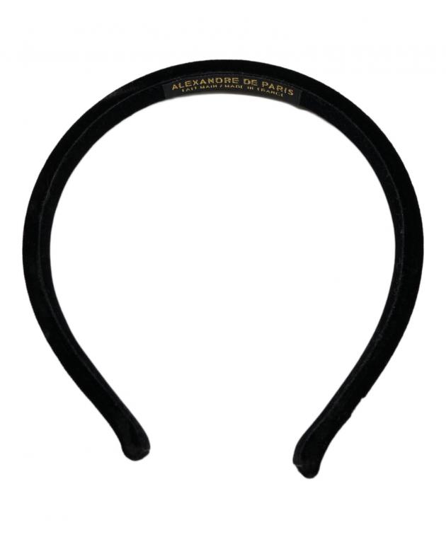 未使用　ALEXANDRE DE PARIS　ベロアカチューシャ　ブラック カチューシャ｜ALEXANDRE DE PARIS（アレクサンドル ドゥ パリ）