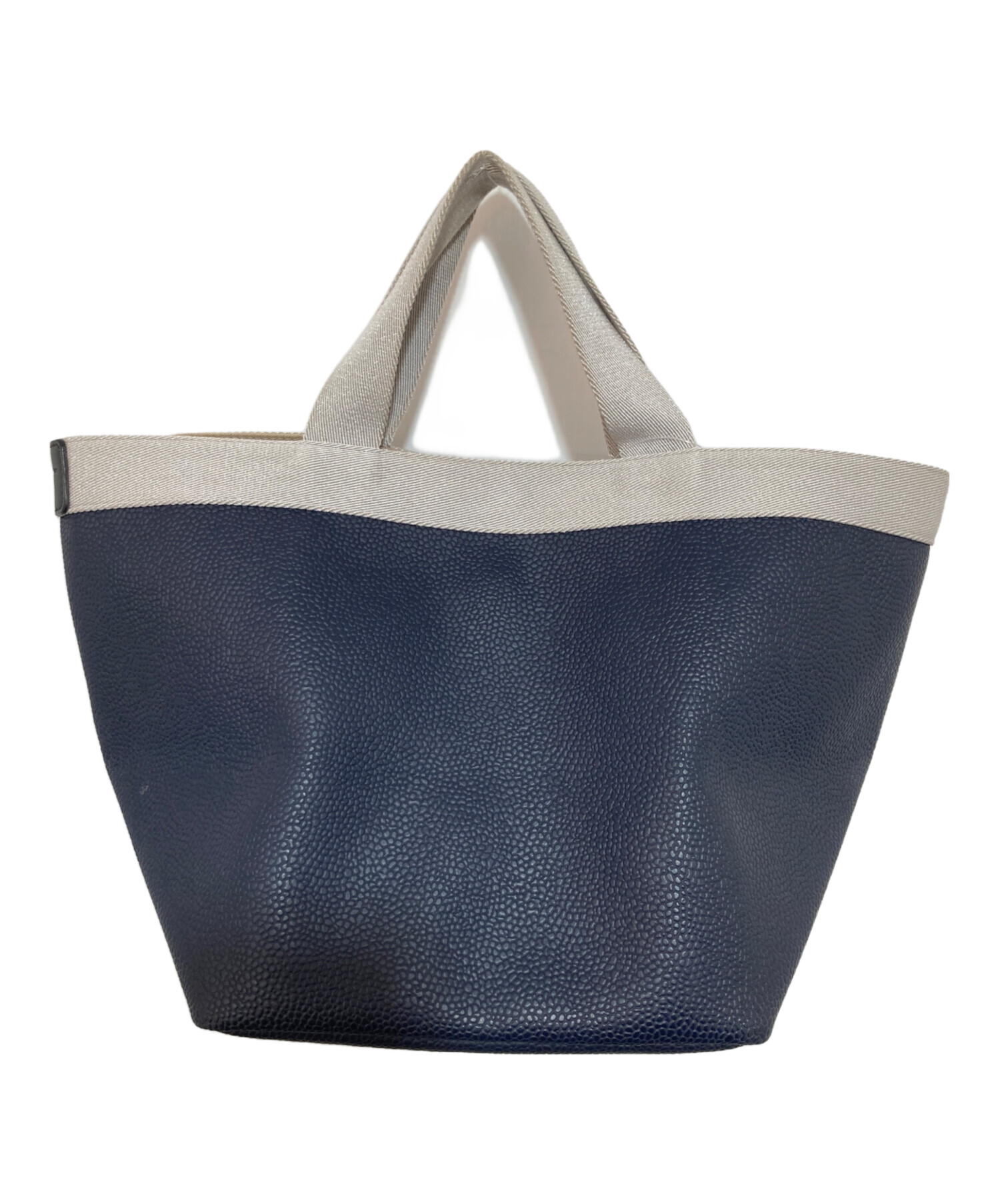 エルベシャプリエ 701CB 舟型トートS ネイビー×シルバー ブランタグ