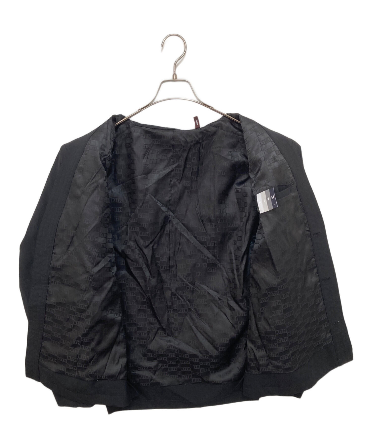 kith キス　ストライプジップアップジャケット ブラック 中古・古着通販】KITH (キス) ウールテーラードジャケット/袴