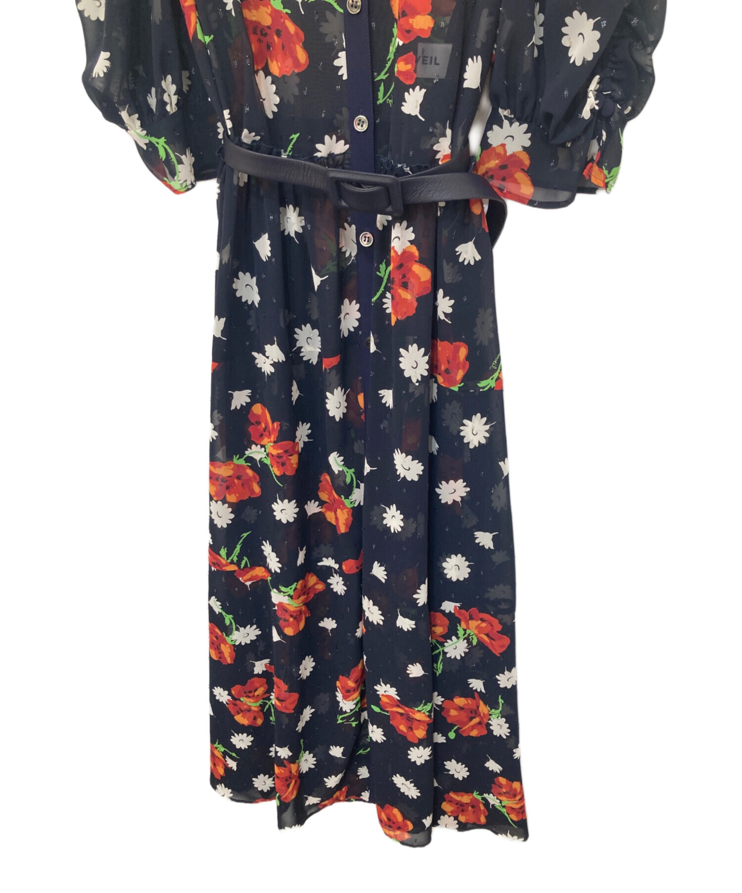 中古・古着通販】MUVEIL (ミュベール) アネモネワンピース ネイビー 
