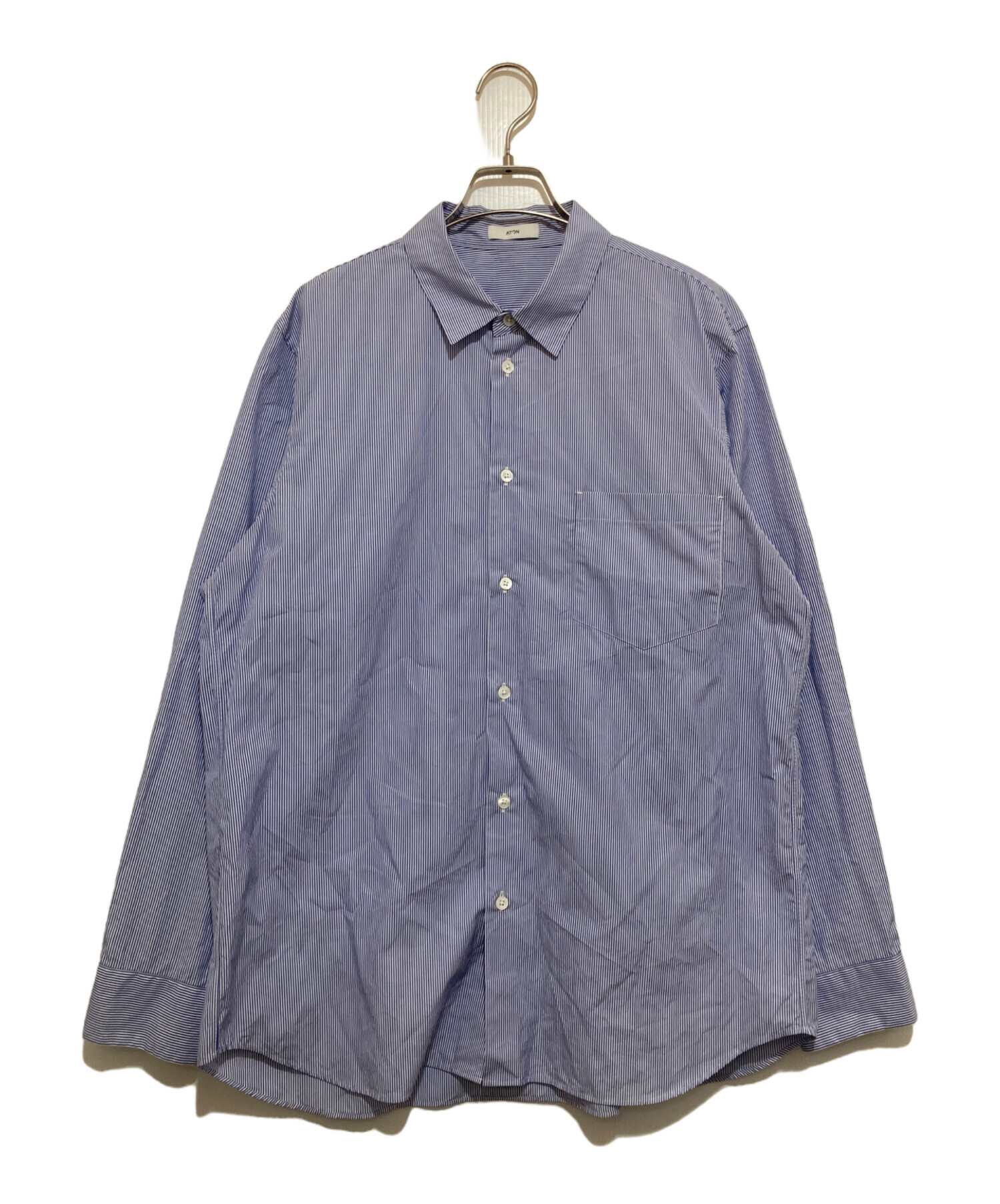 中古・古着通販】ATON (エイトン) GIZA BROAD WASHED SHIRT ブルー 
