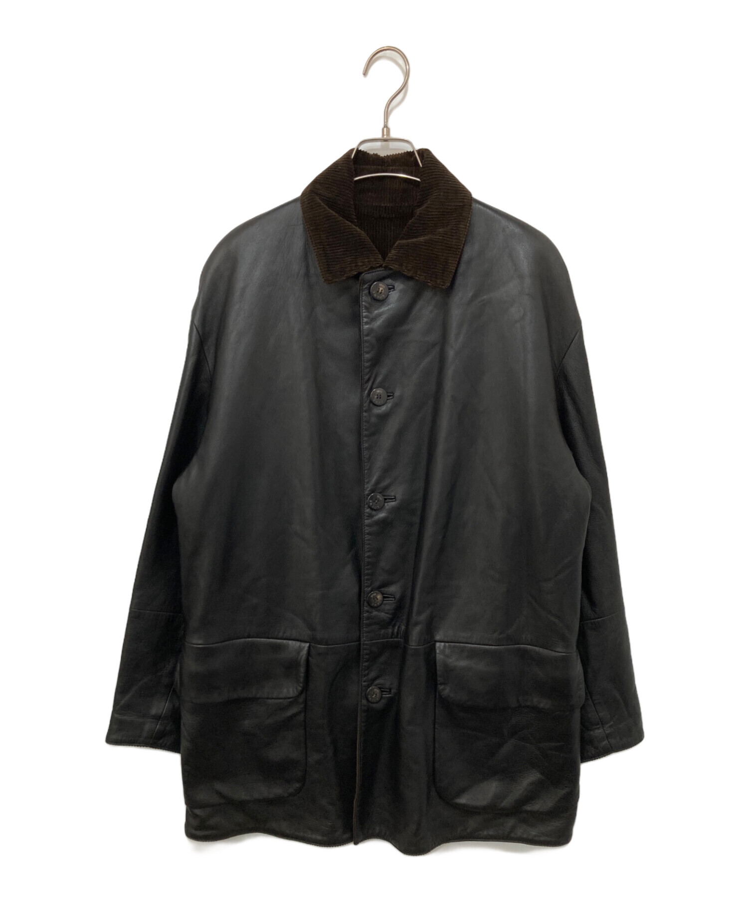 中古・古着通販】LOEWE (ロエベ) リバーシブルレザーコート ブラック 