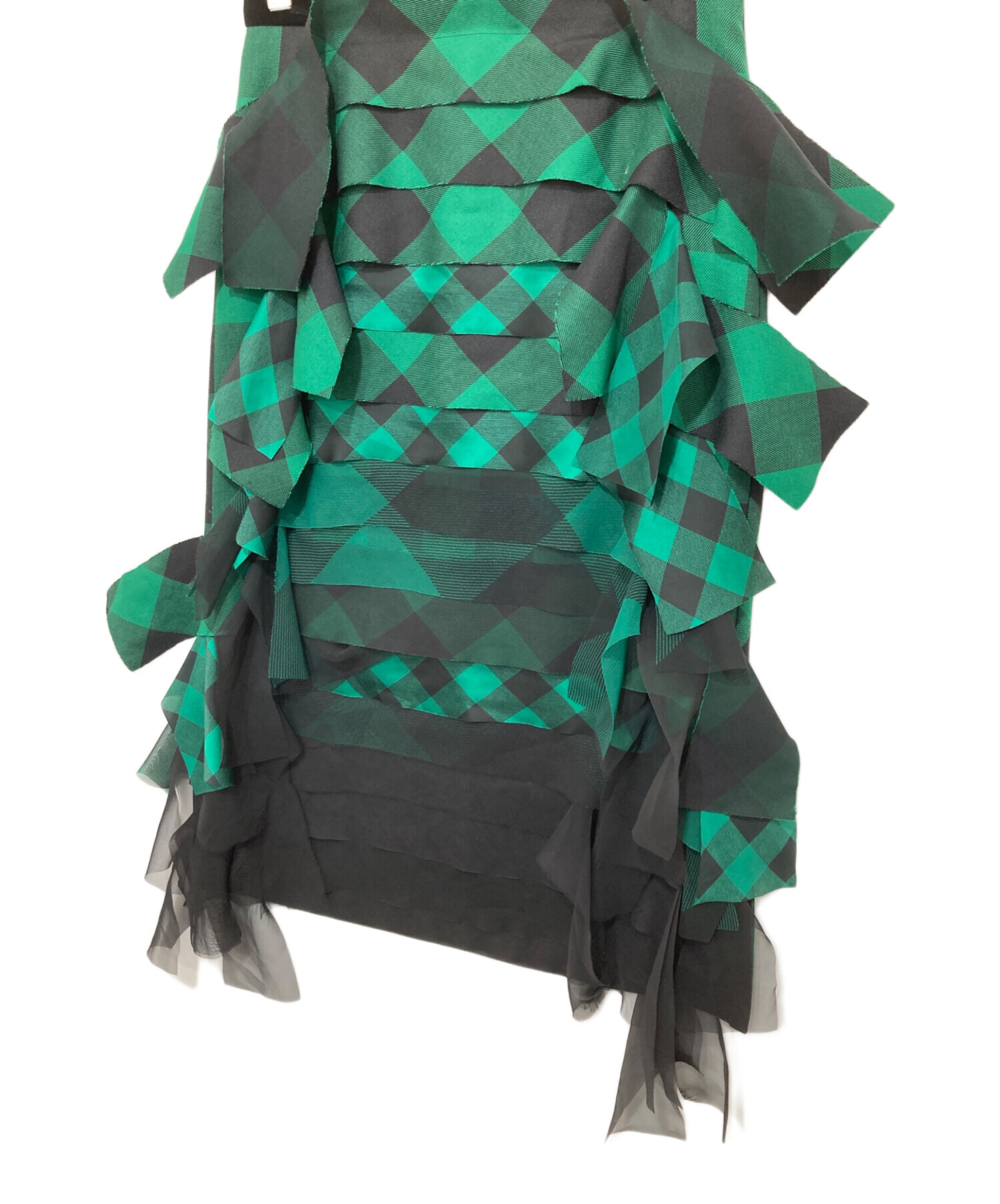 Sacai チェックプリーツスカート　グリーン 中古・古着通販】sacai (サカイ) バッファローチェックスカート