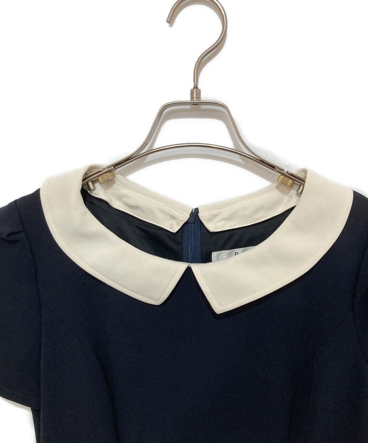 中古・古着通販】Rene (ルネ) 襟付き半袖ワンピース ブラック サイズ