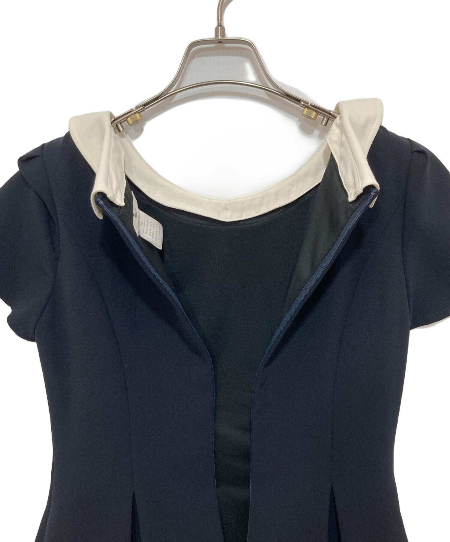 中古・古着通販】Rene (ルネ) 襟付き半袖ワンピース ブラック サイズ