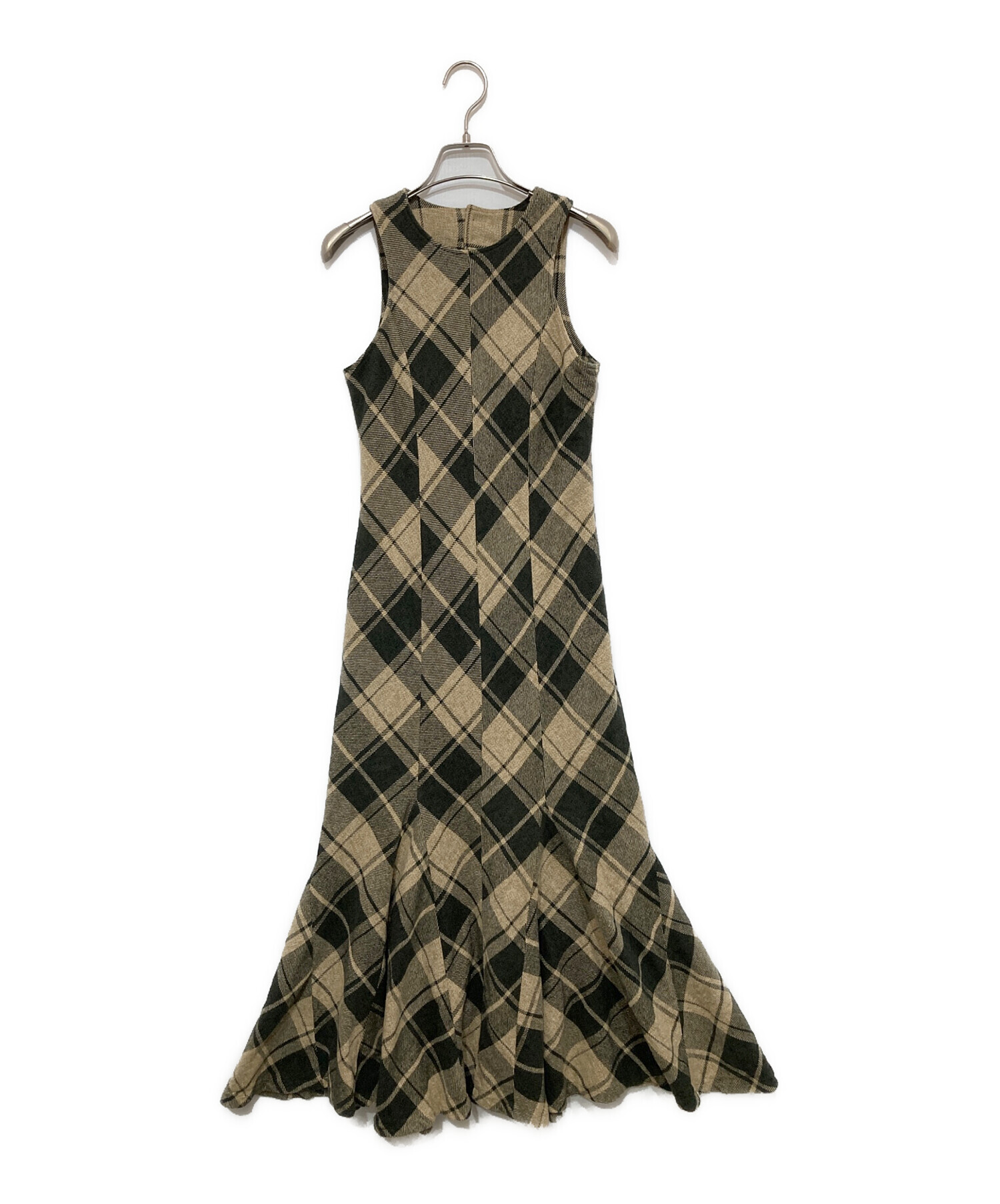 中古・古着通販】ROSARYMOON (ロザリームーン) Bias Check Panel Dress 