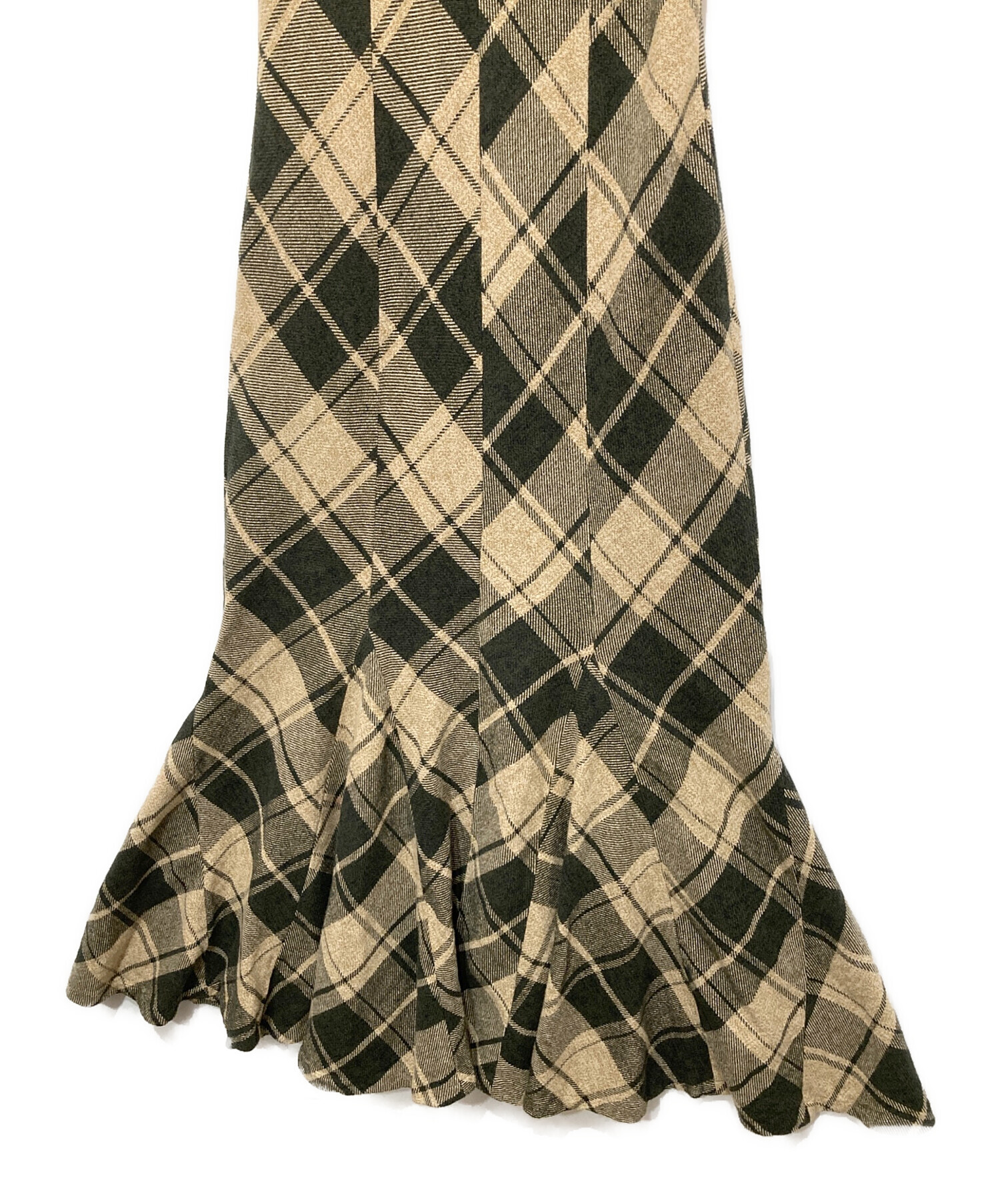 中古・古着通販】ROSARYMOON (ロザリームーン) Bias Check Panel Dress 