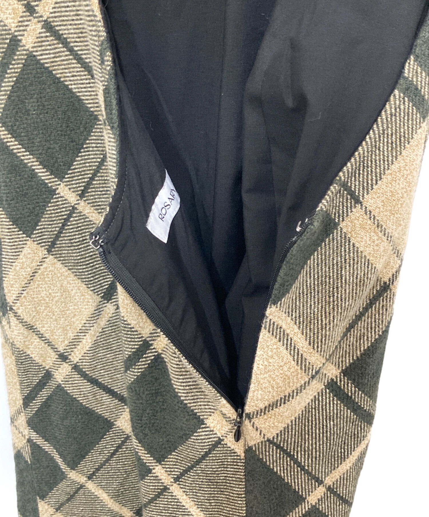 中古・古着通販】ROSARYMOON (ロザリームーン) Bias Check Panel Dress 