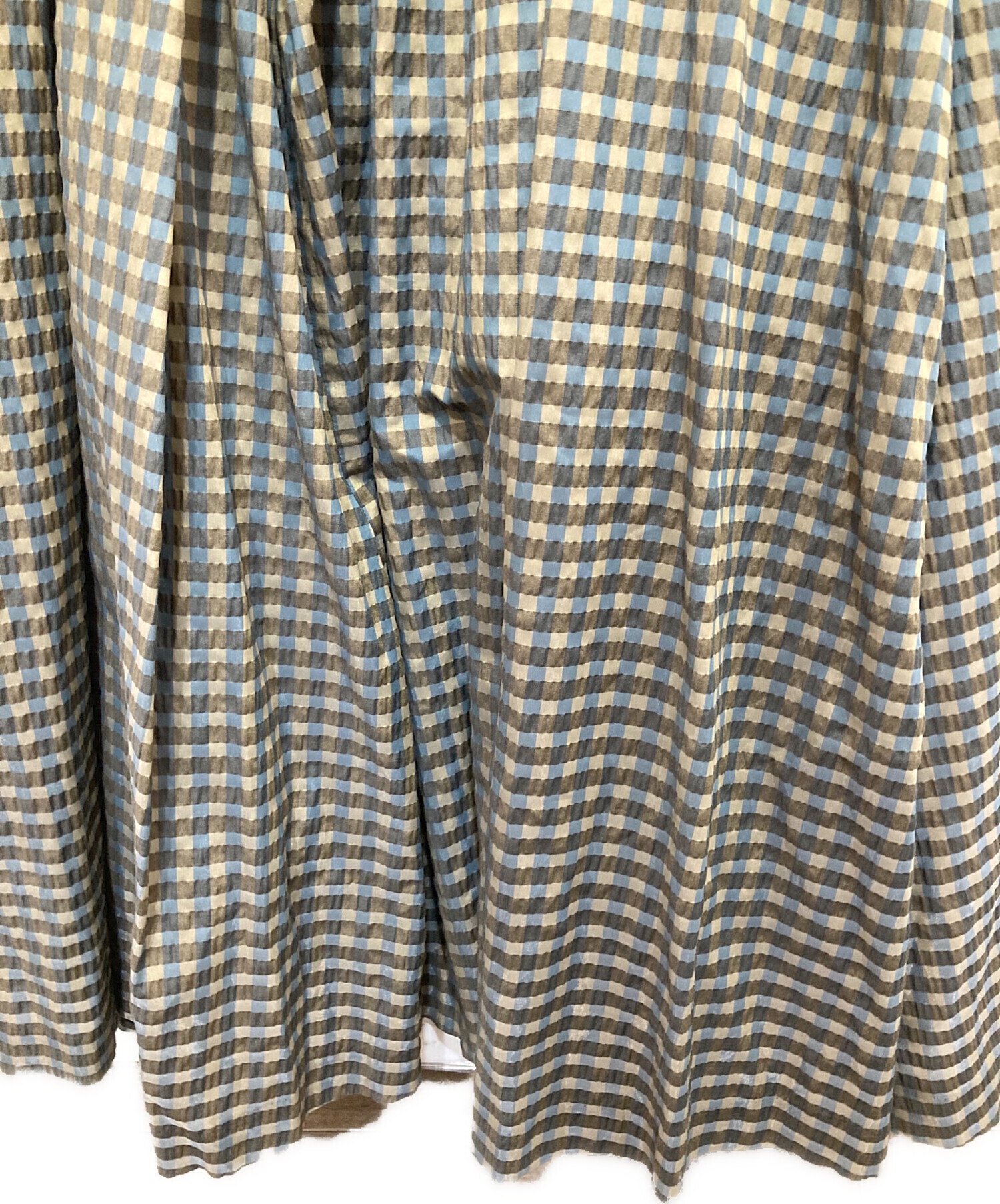中古・古着通販】Ameri (アメリ) SEERSUCKER VOLUME HEM DRESS カーキ 
