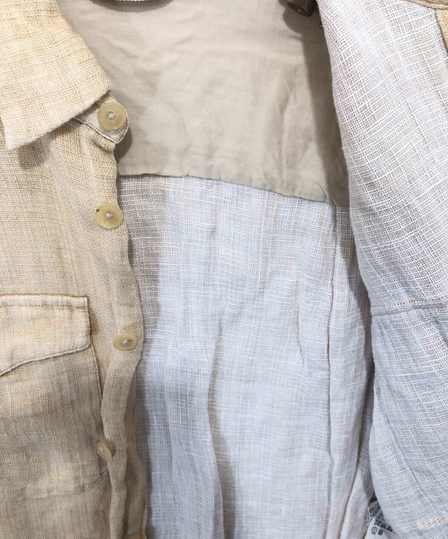 AURALEE / オーラリー | 2020SS | LINEN DOUBLE FACE HARF SLEEVED SHIRTS リネン ダブルフェイス ハーフスリーブシャツ | 1 | ライトベージュ | レディース AURALEE（オーラリー） | 2020SS | LINEN DOUBLE FACE HARF SLEEVED