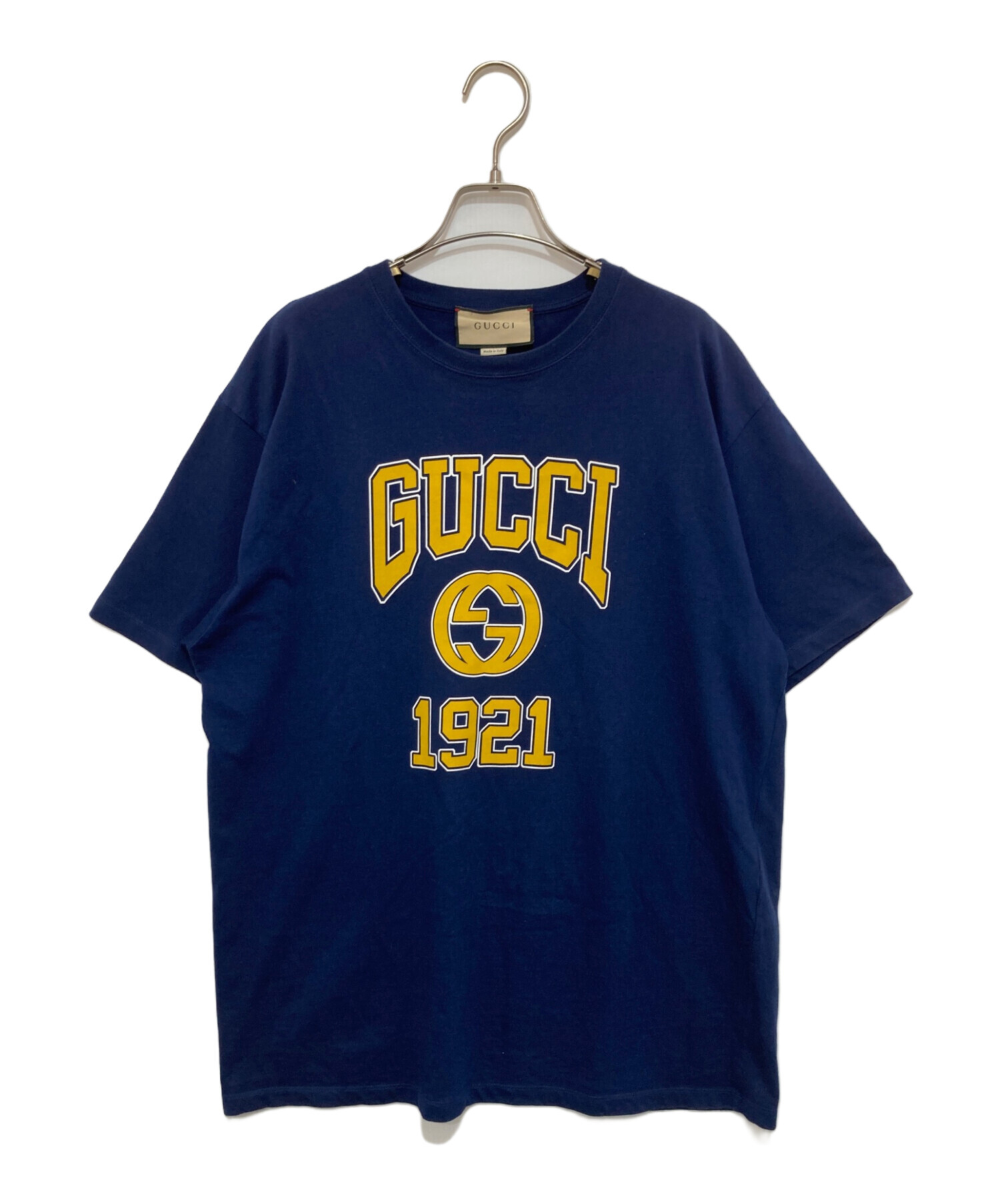 中古・古着通販】GUCCI (グッチ) プリントTシャツ ネイビー サイズ:L 