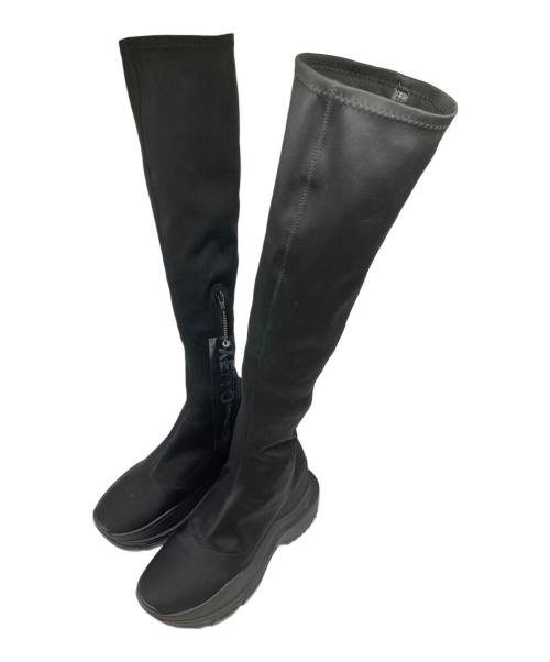 YELLO ブラックロングブーツ 中古・古着通販】YELLO (イエロー) ロングブーツ ブラック サイズ:L