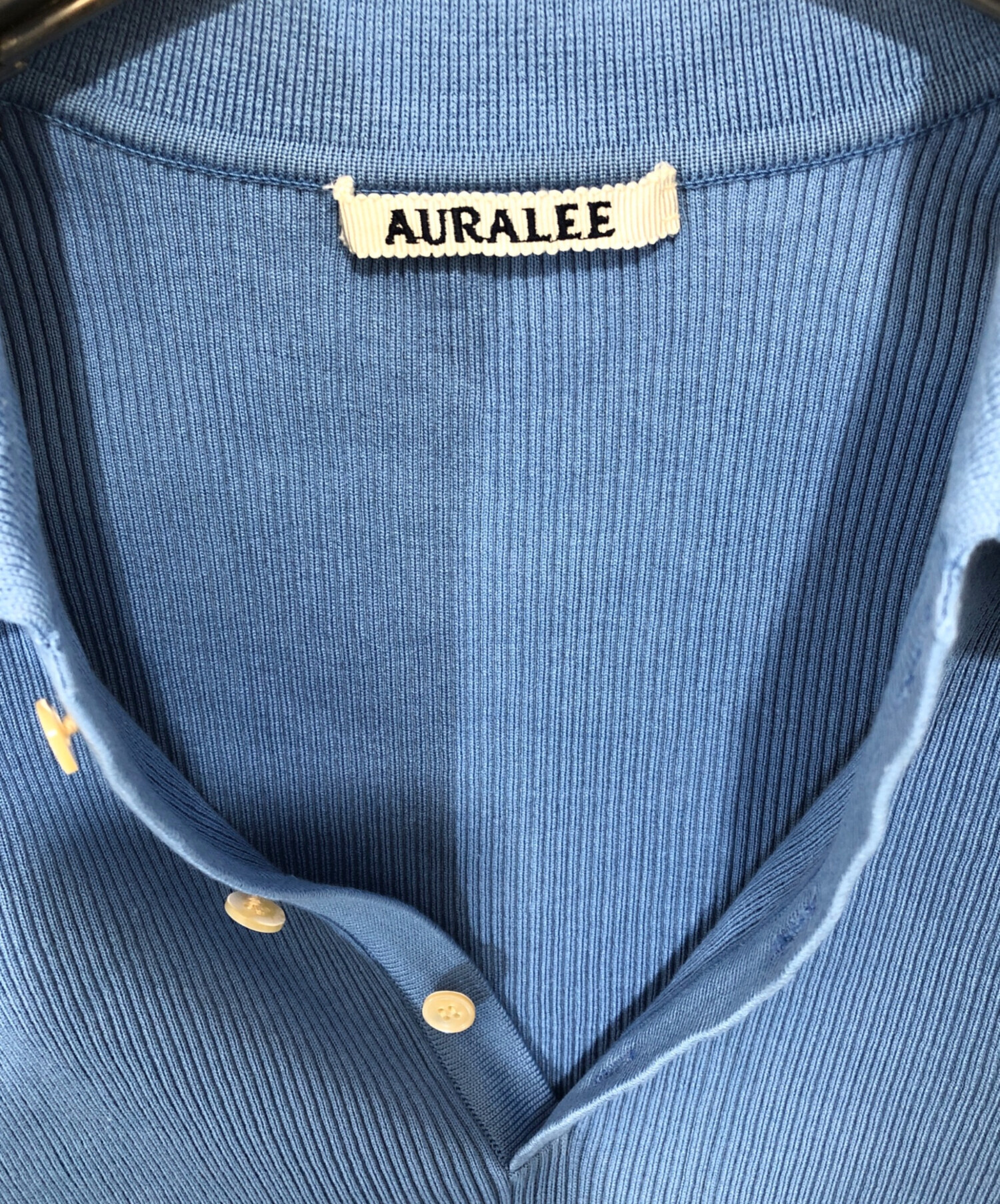 AURALEE オーラリー 24SS ギザ ハイゲージ リブニット ポロ 黒 1 AURALEE / オーラリー | GIZA HIGH GAUGE RIB KNIT POLO (レディース